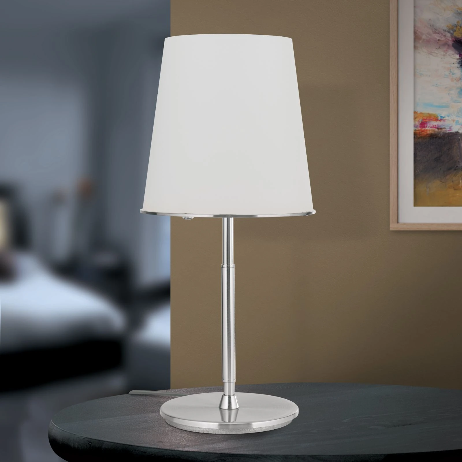 Stona lampa KONUS, satin hrom, mat opal staklo - 3