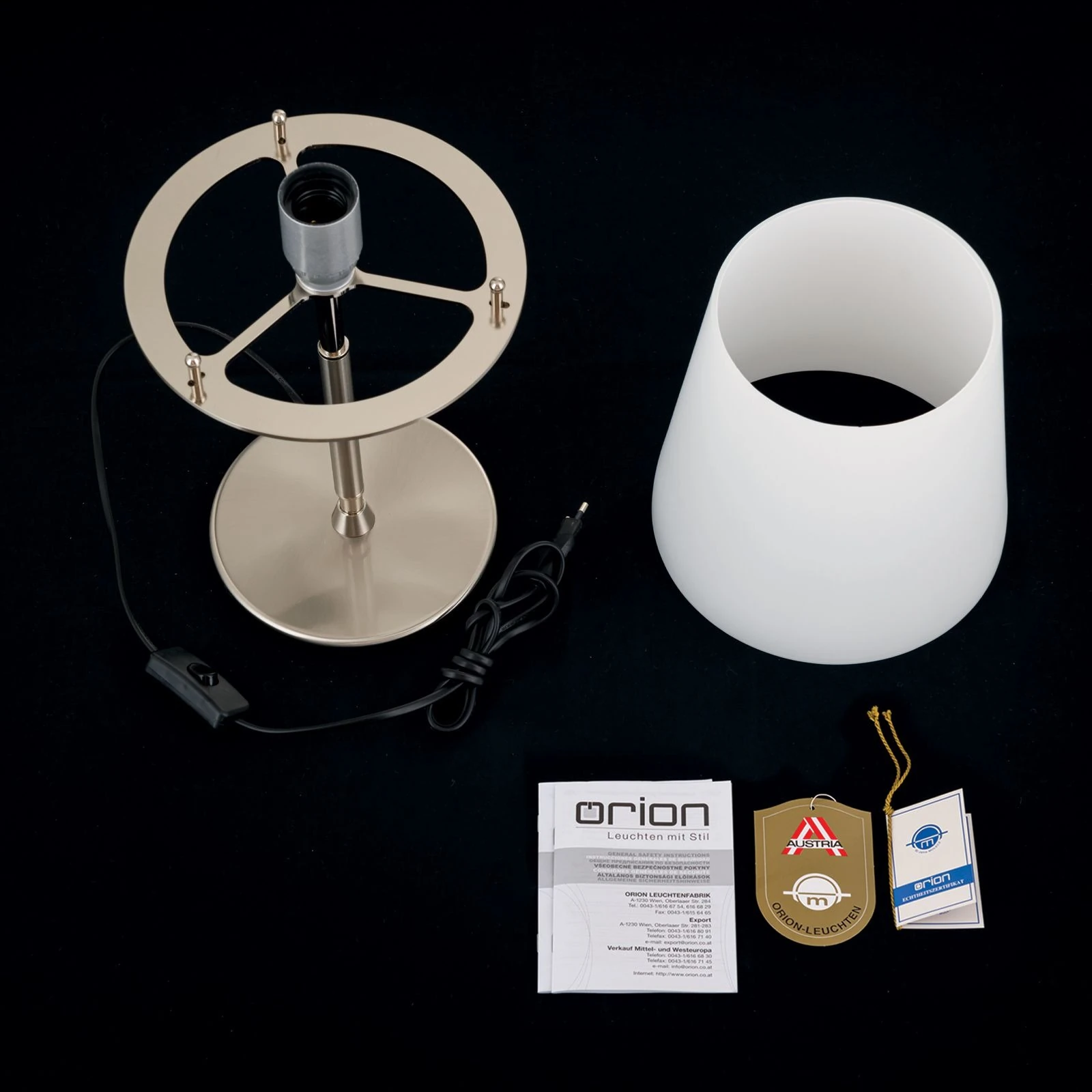 Stona lampa KONUS, satin hrom, mat opal staklo - 8