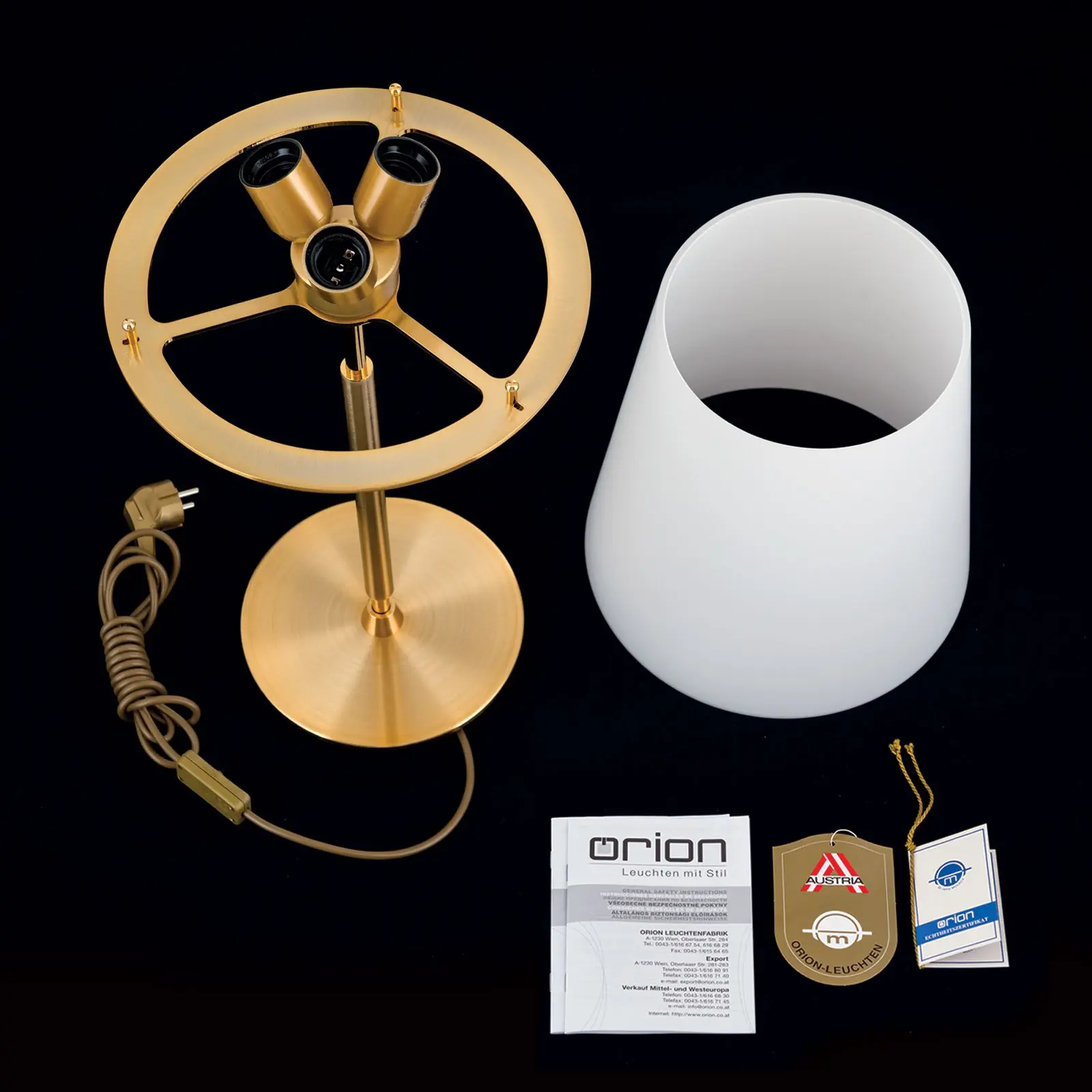 Stona lampa KONUS, 3 izvora svetla, mat zlatna - 8