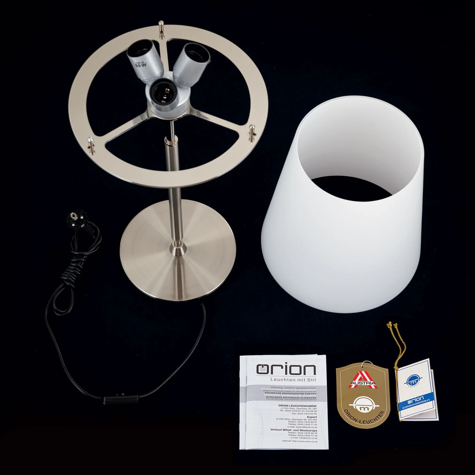 Stona lampa KONUS, 3 izvora svetla, saten hrom - 8