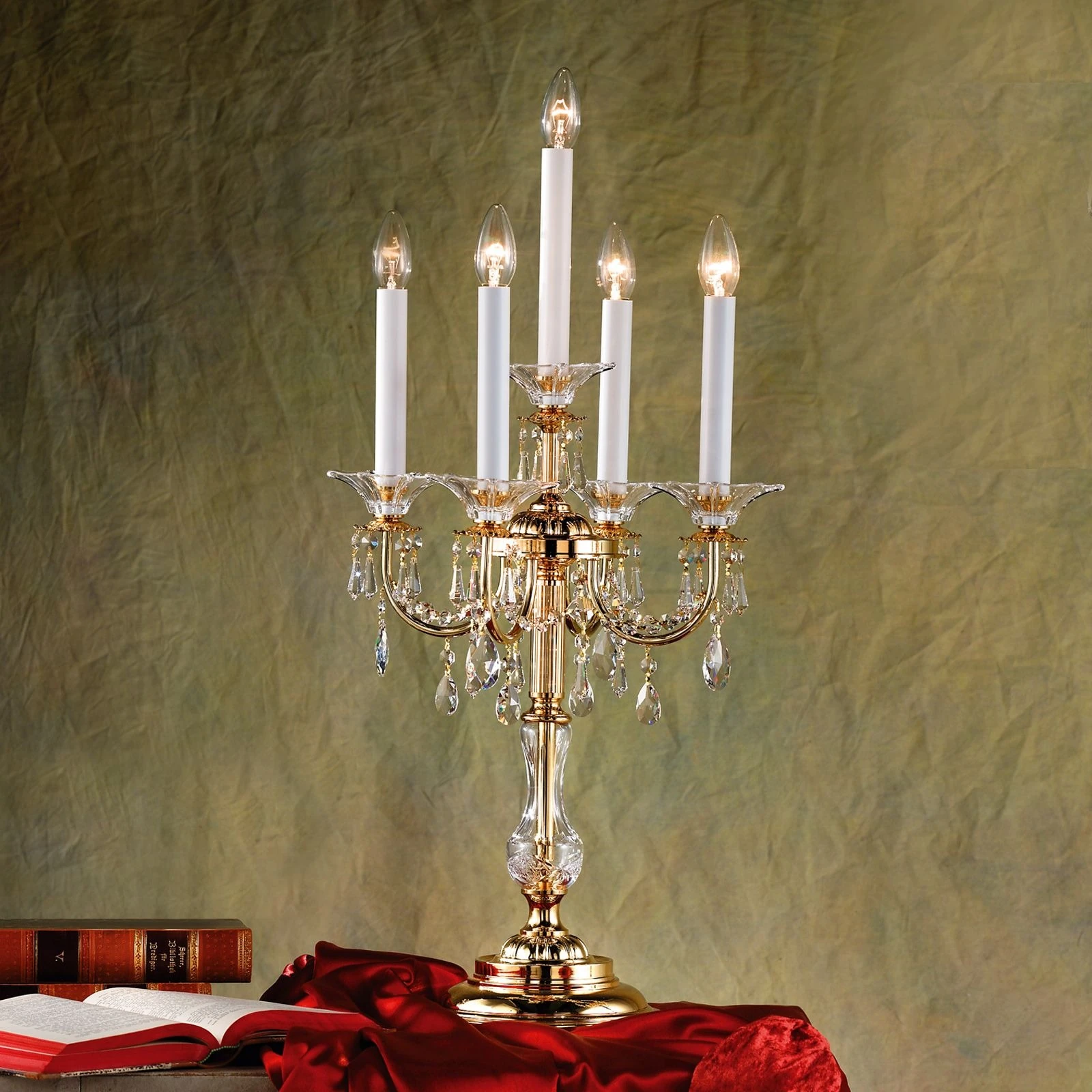 Stona lampa KATHARINA, 5 izvora svetla, 24-karatno pozlaćena - 1
