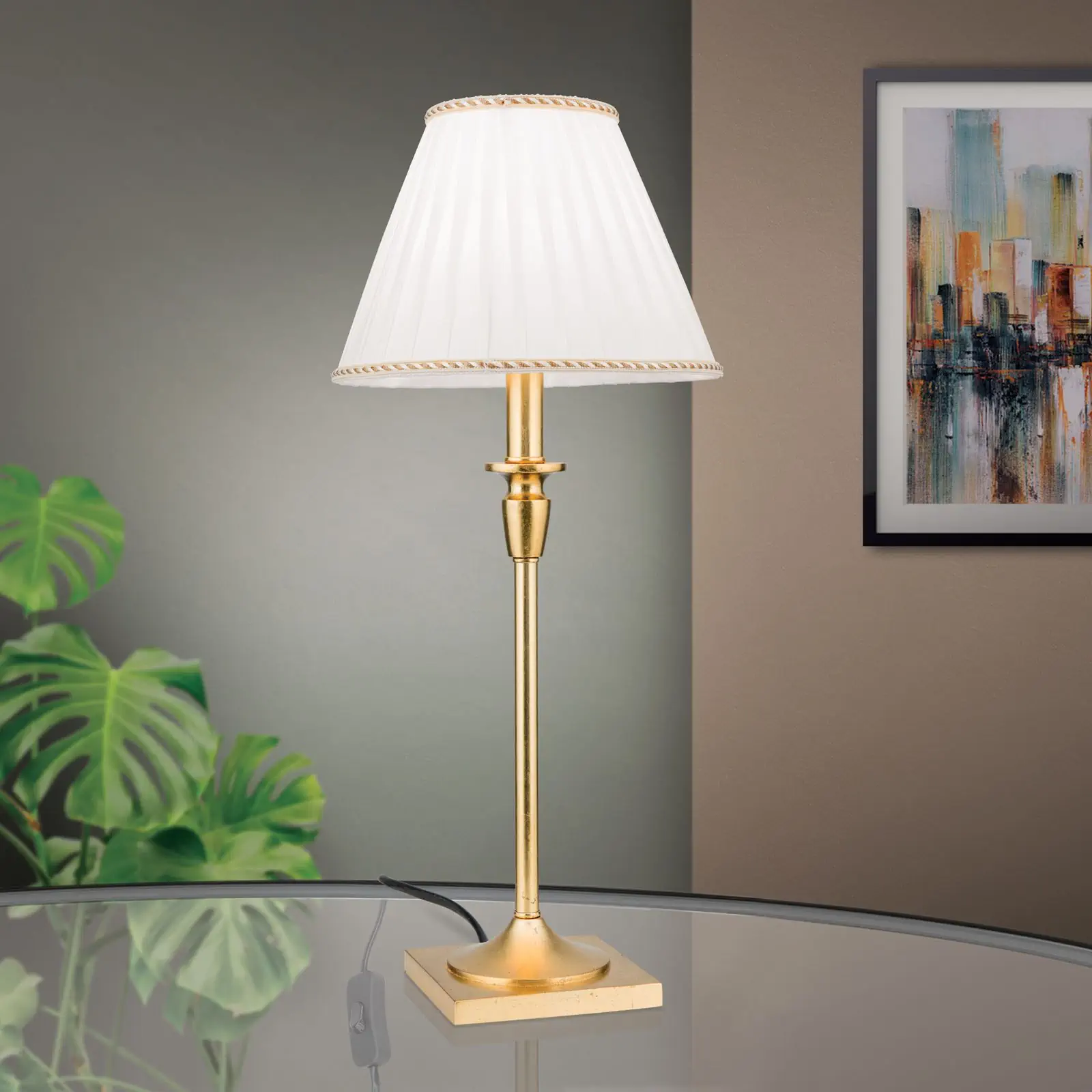 Stona lampa FONSA, antikno zlato, H 61 cm - 1