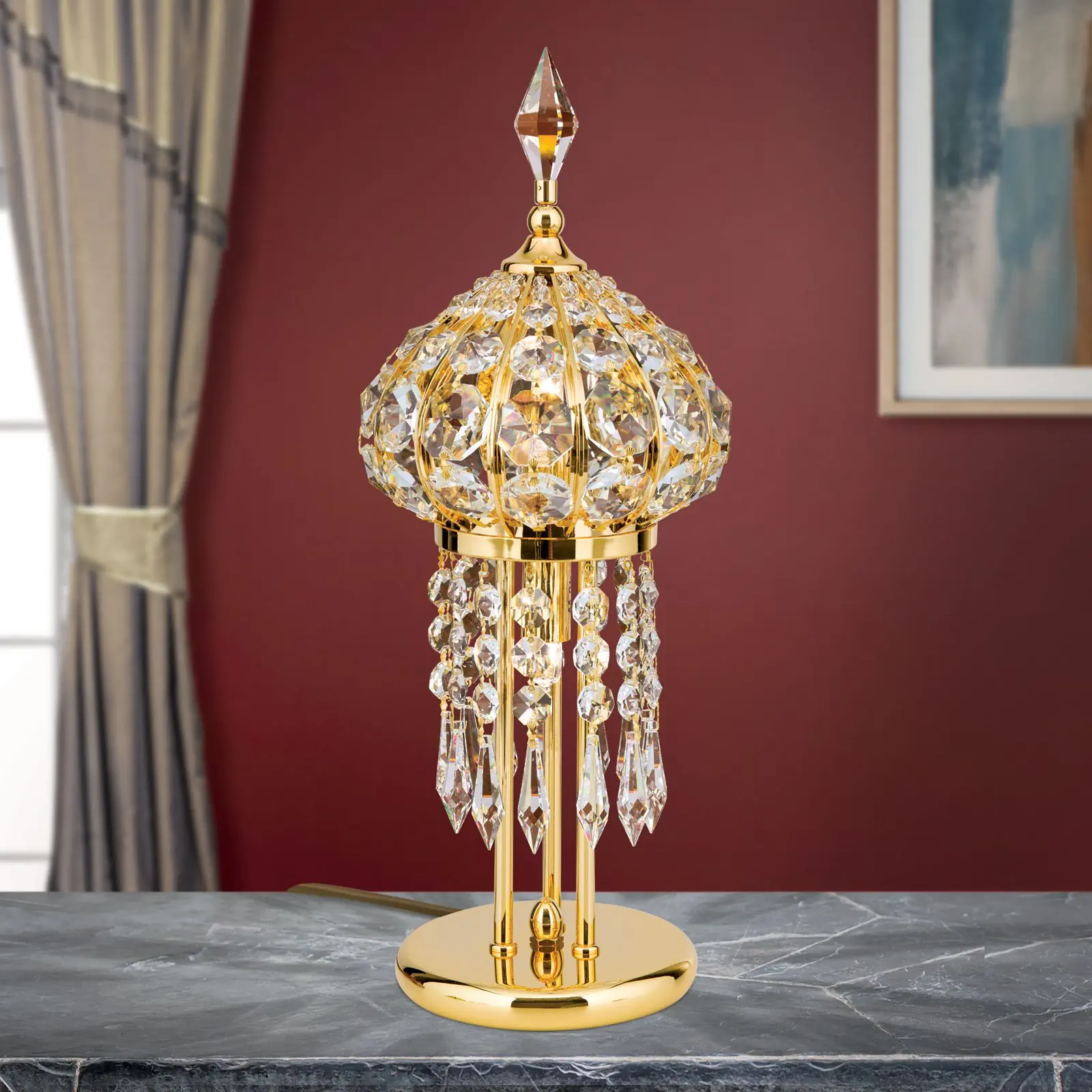 Stona lampa ORIENTAL, 2 izvora svetla, zlatna