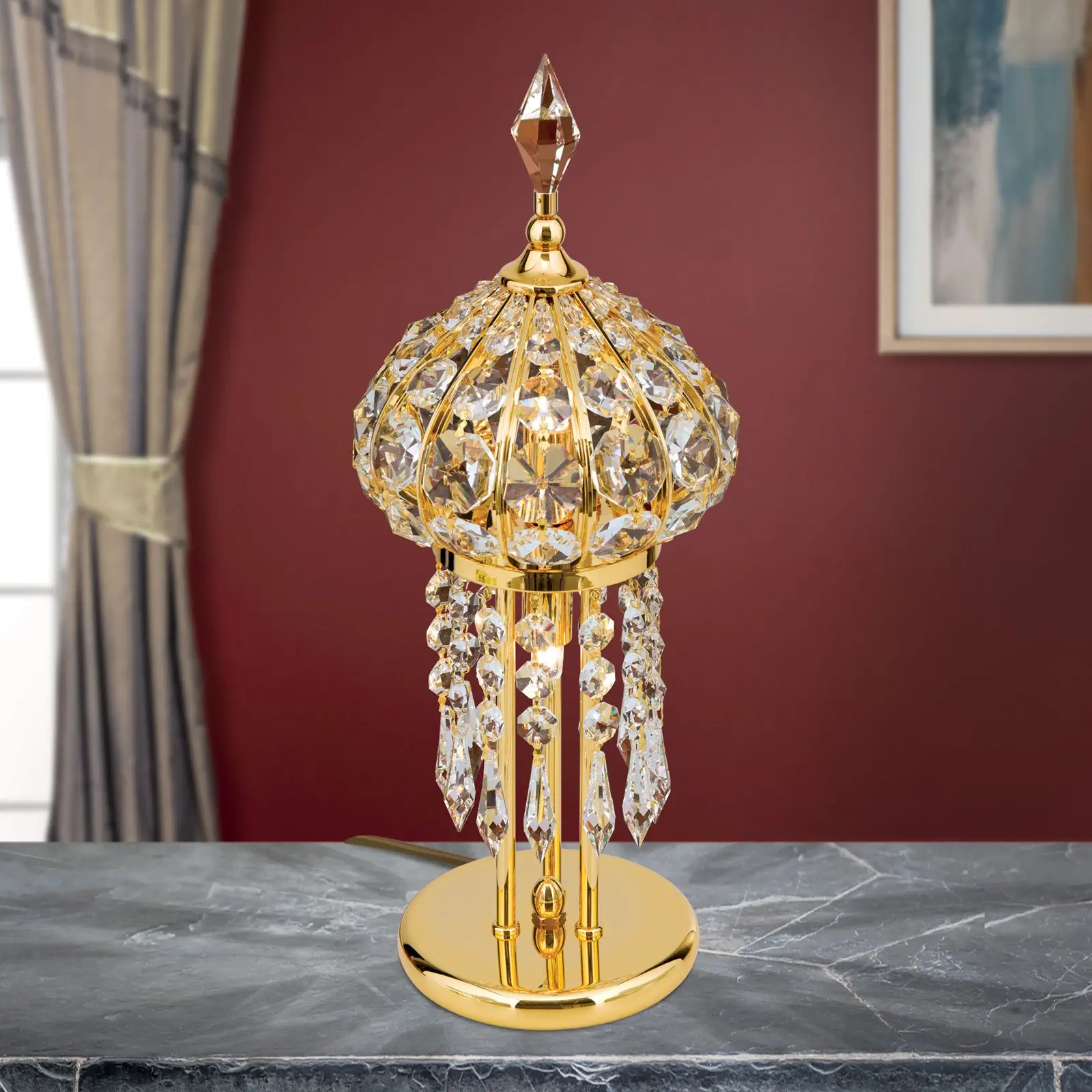 Stona lampa ORIENTAL, 2 izvora svetla, zlatna - 2