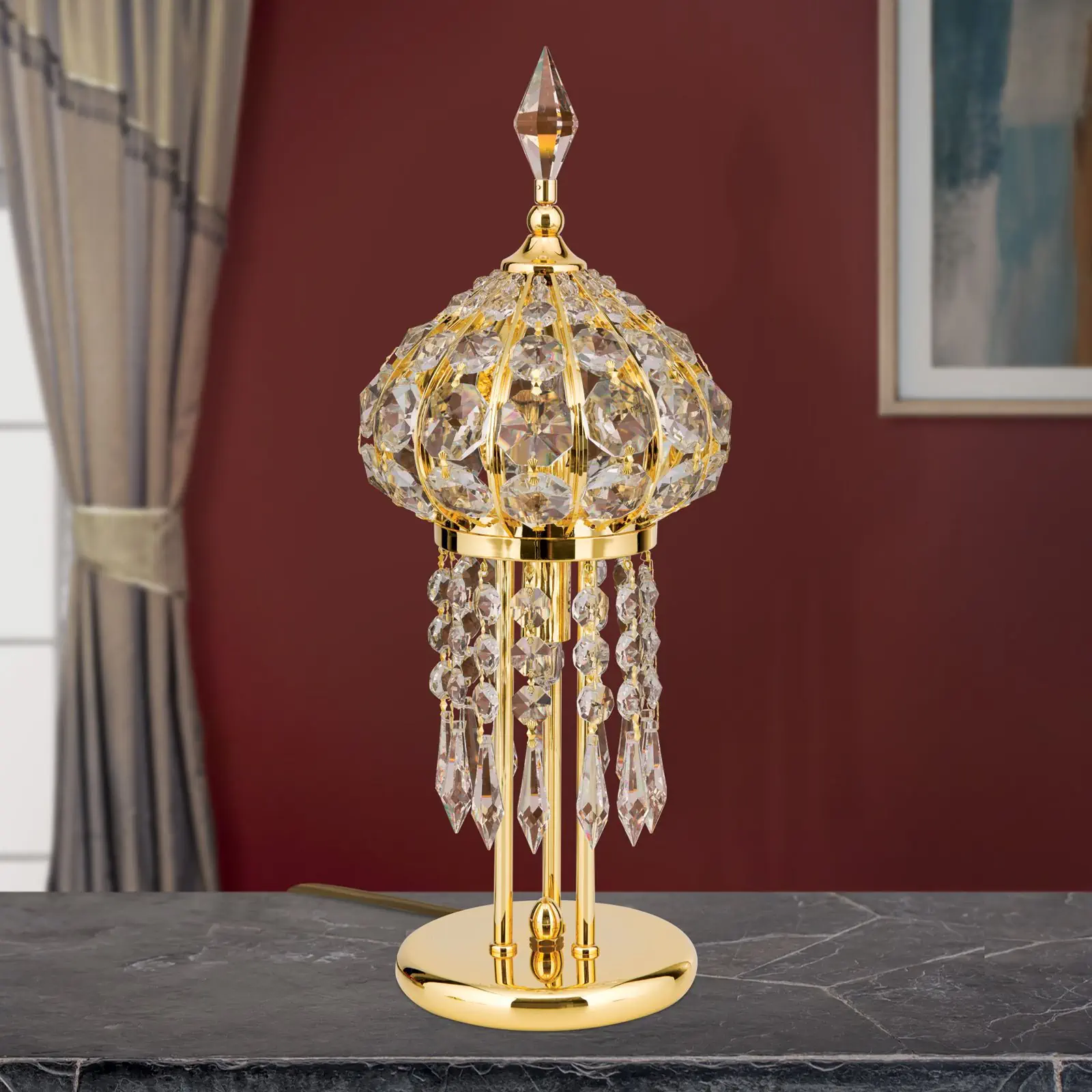 Stona lampa ORIENTAL, 2 izvora svetla, zlatna - 3