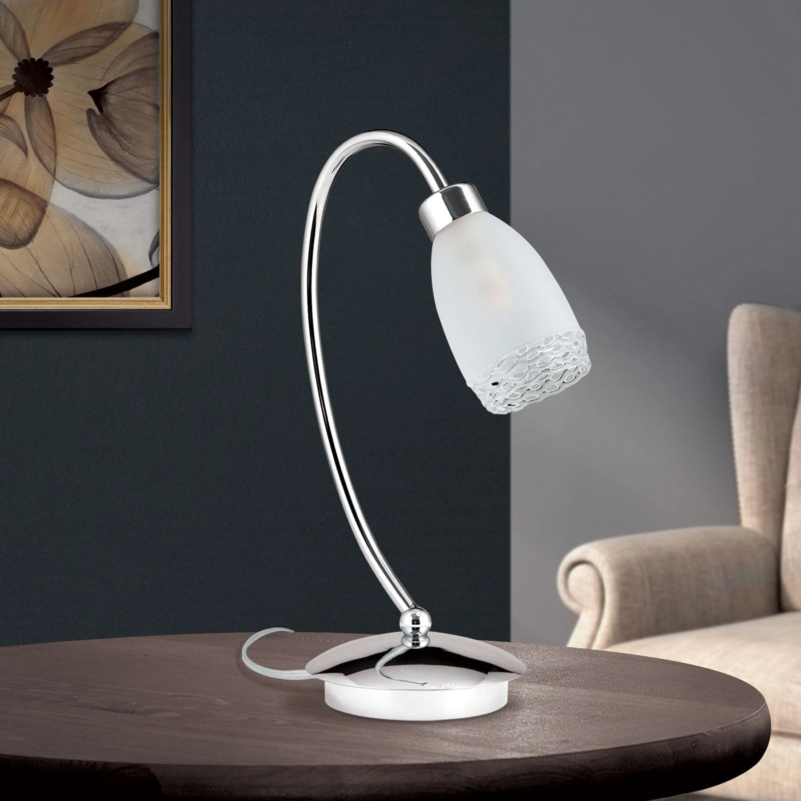 Stona lampa CARLA, hrom, satinirano difuzno staklo - 3