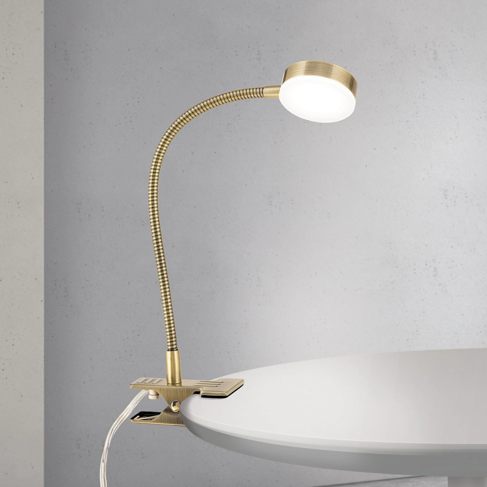 LED lampa sa stezaljkom MIRA, antik mesing - 2