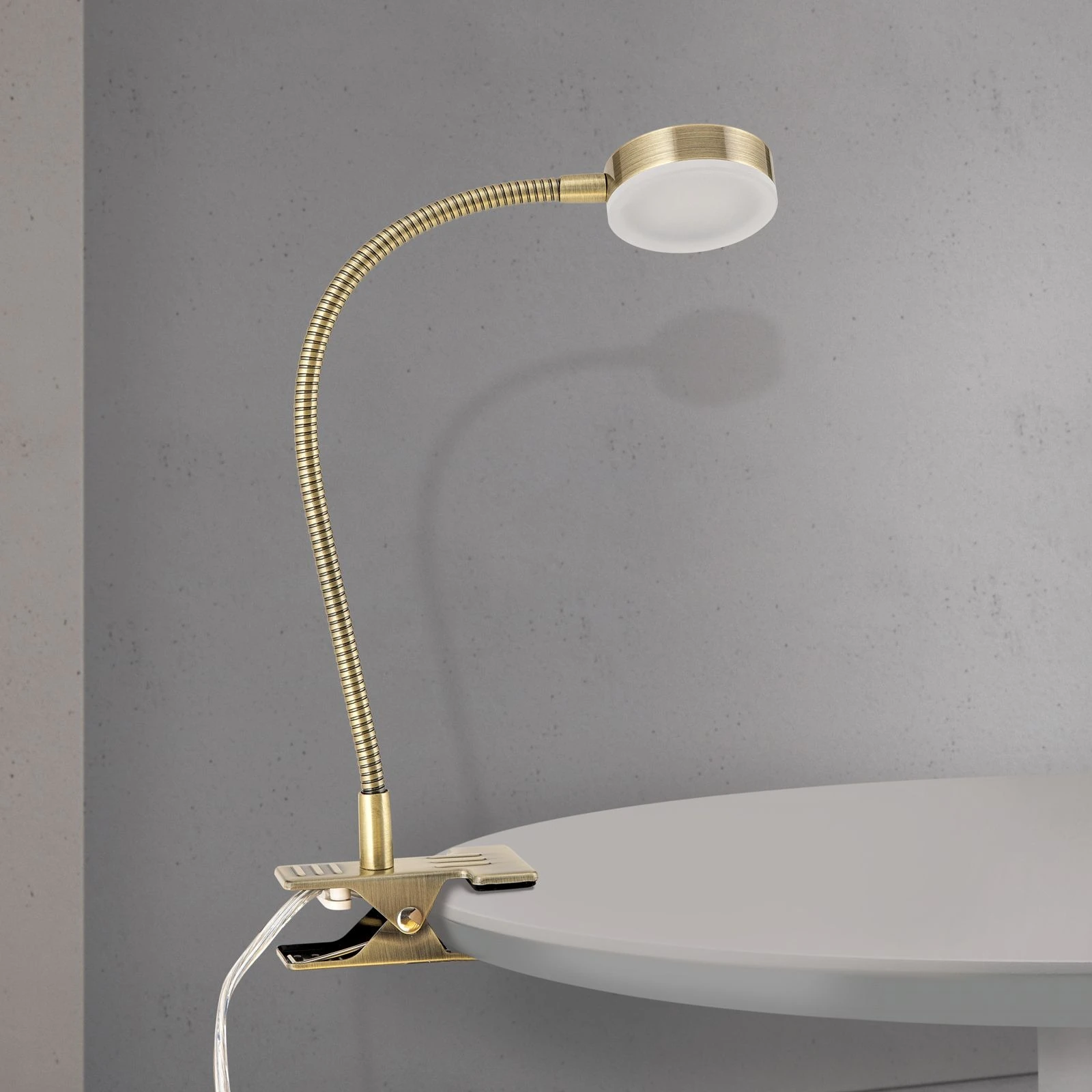 LED lampa sa stezaljkom MIRA, antik mesing - 3