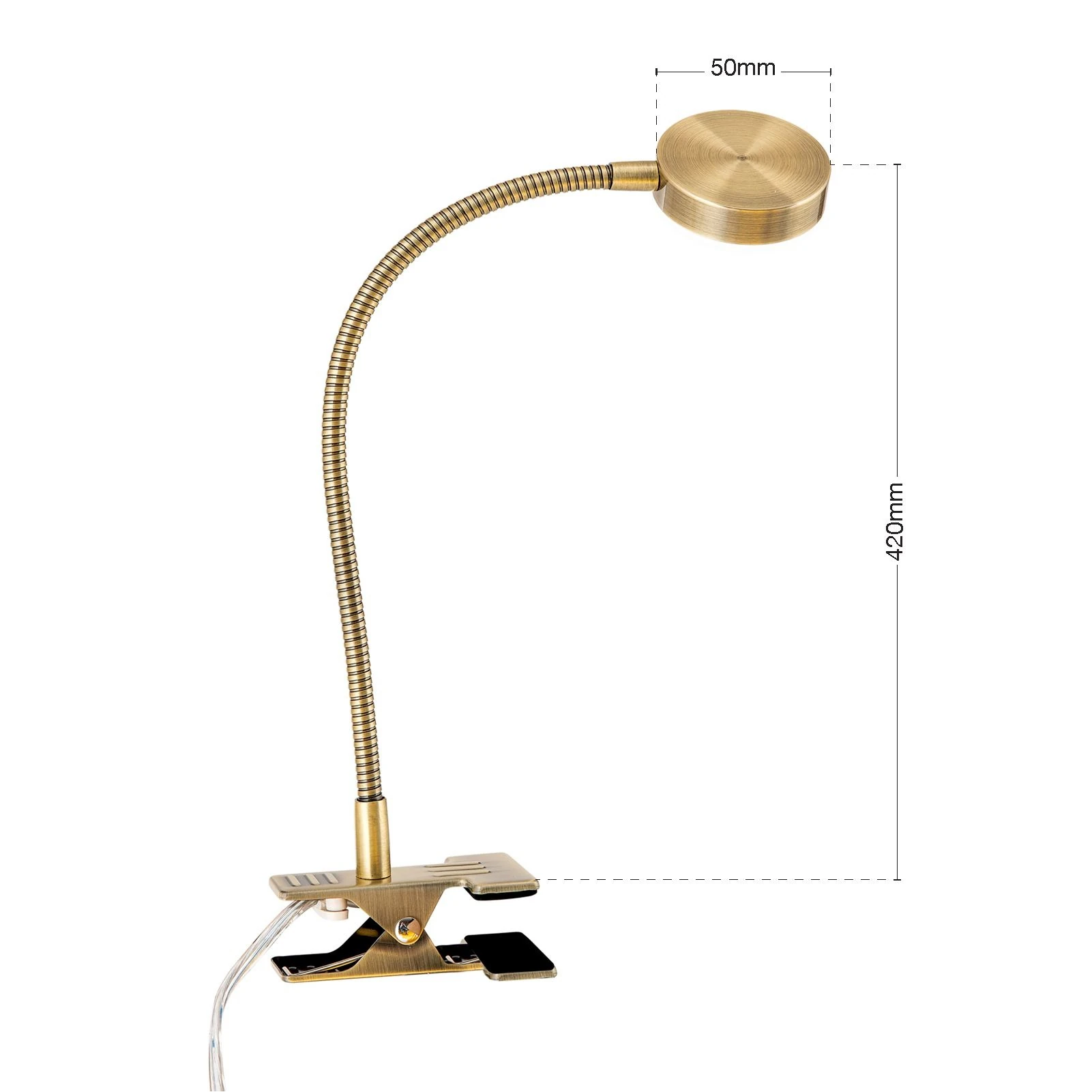 LED lampa sa stezaljkom MIRA, antik mesing - 7