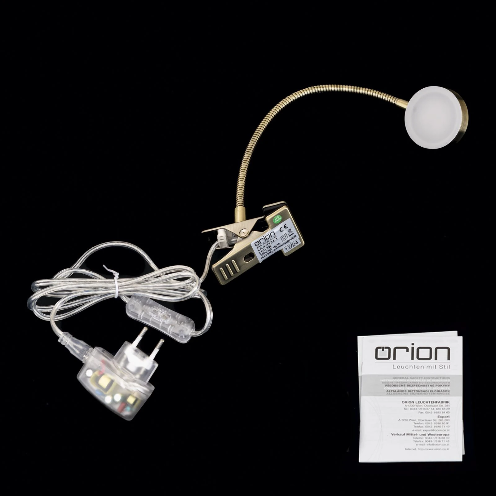 LED lampa sa stezaljkom MIRA, antik mesing - 8