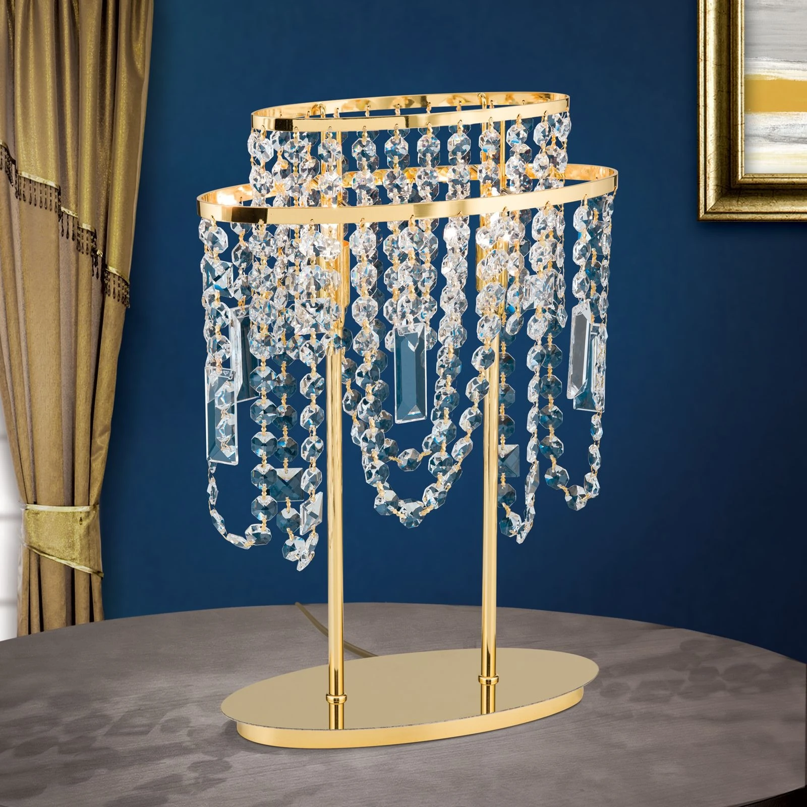 Stona lampa KRISTALLDESIGN, 2 izvora svetla, zlatna - 1