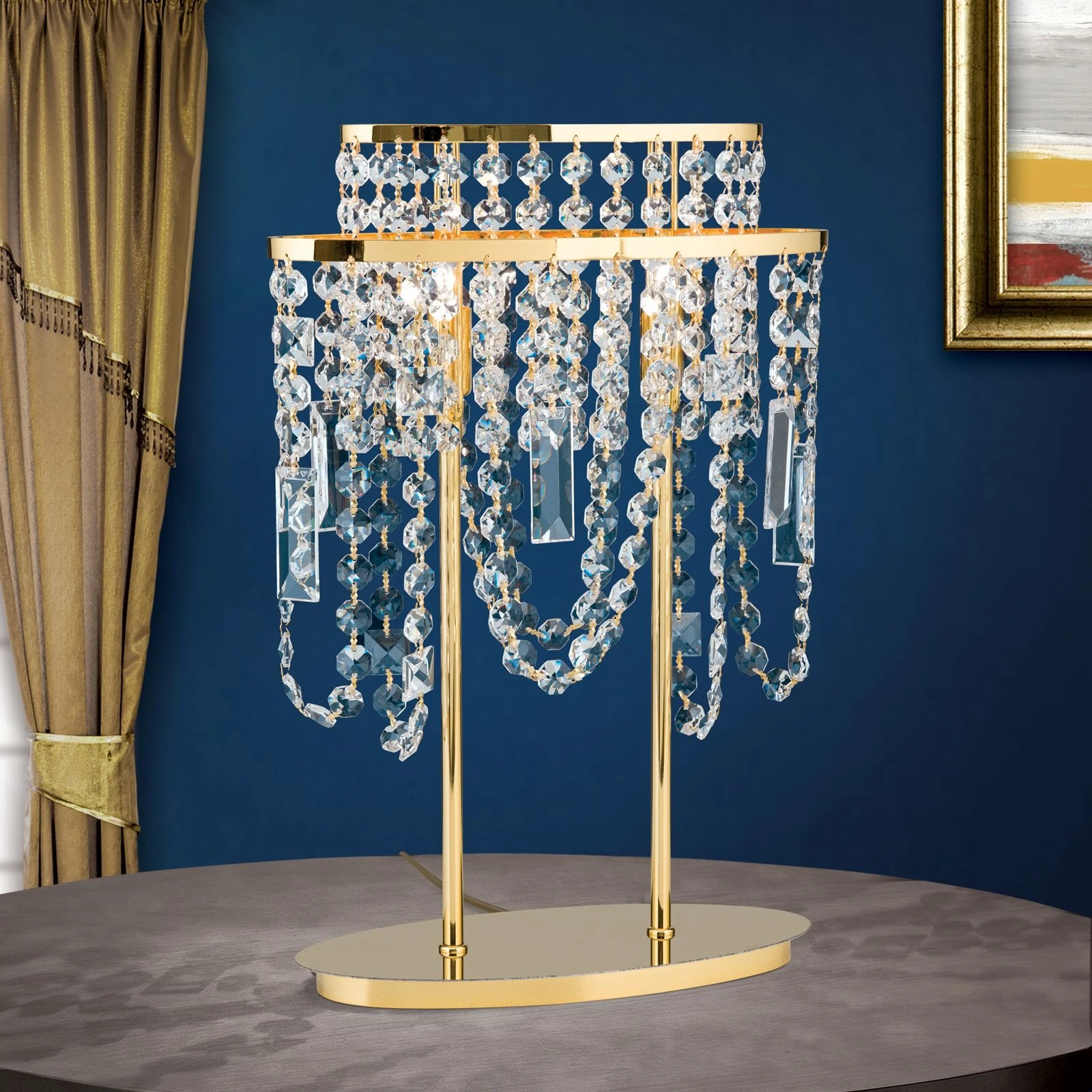 Stona lampa KRISTALLDESIGN, 2 izvora svetla, zlatna - 2