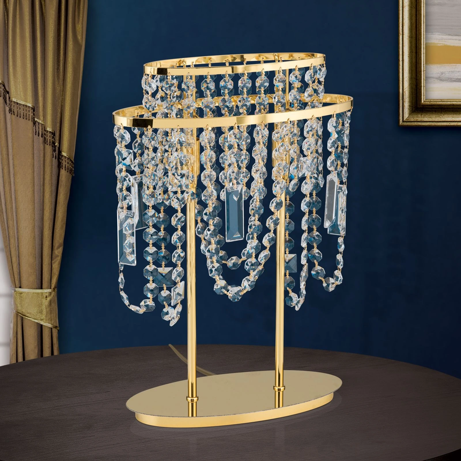 Stona lampa KRISTALLDESIGN, 2 izvora svetla, zlatna - 3