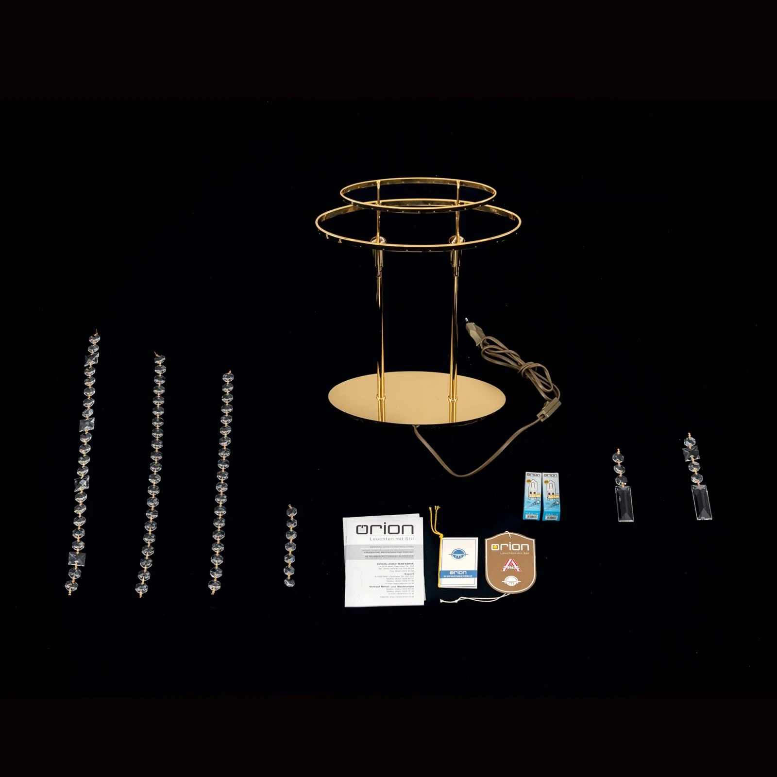 Stona lampa KRISTALLDESIGN, 2 izvora svetla, zlatna - 8