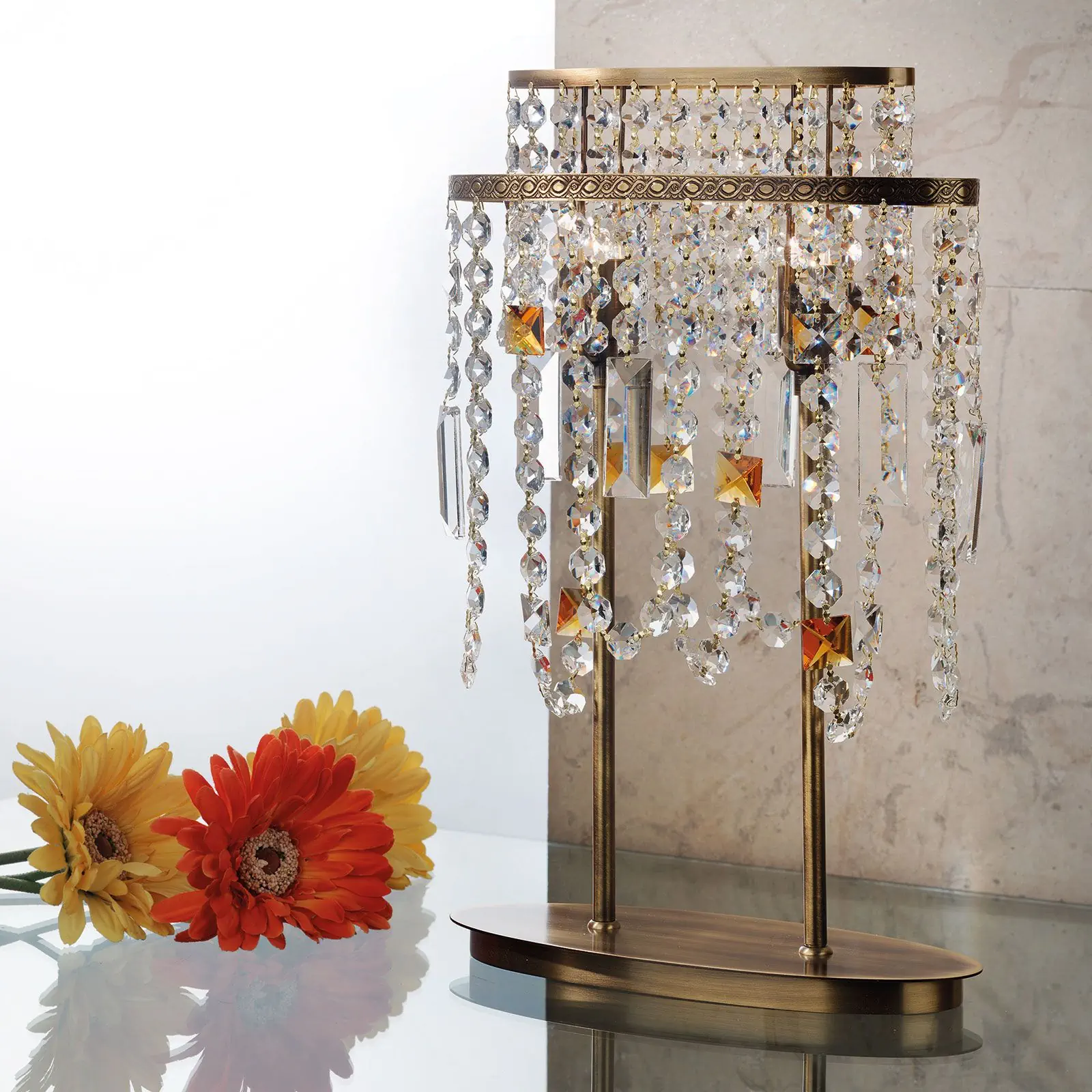 Stona lampa KRISTALLDESIGN, 2 izvora svetla, Patina - 4