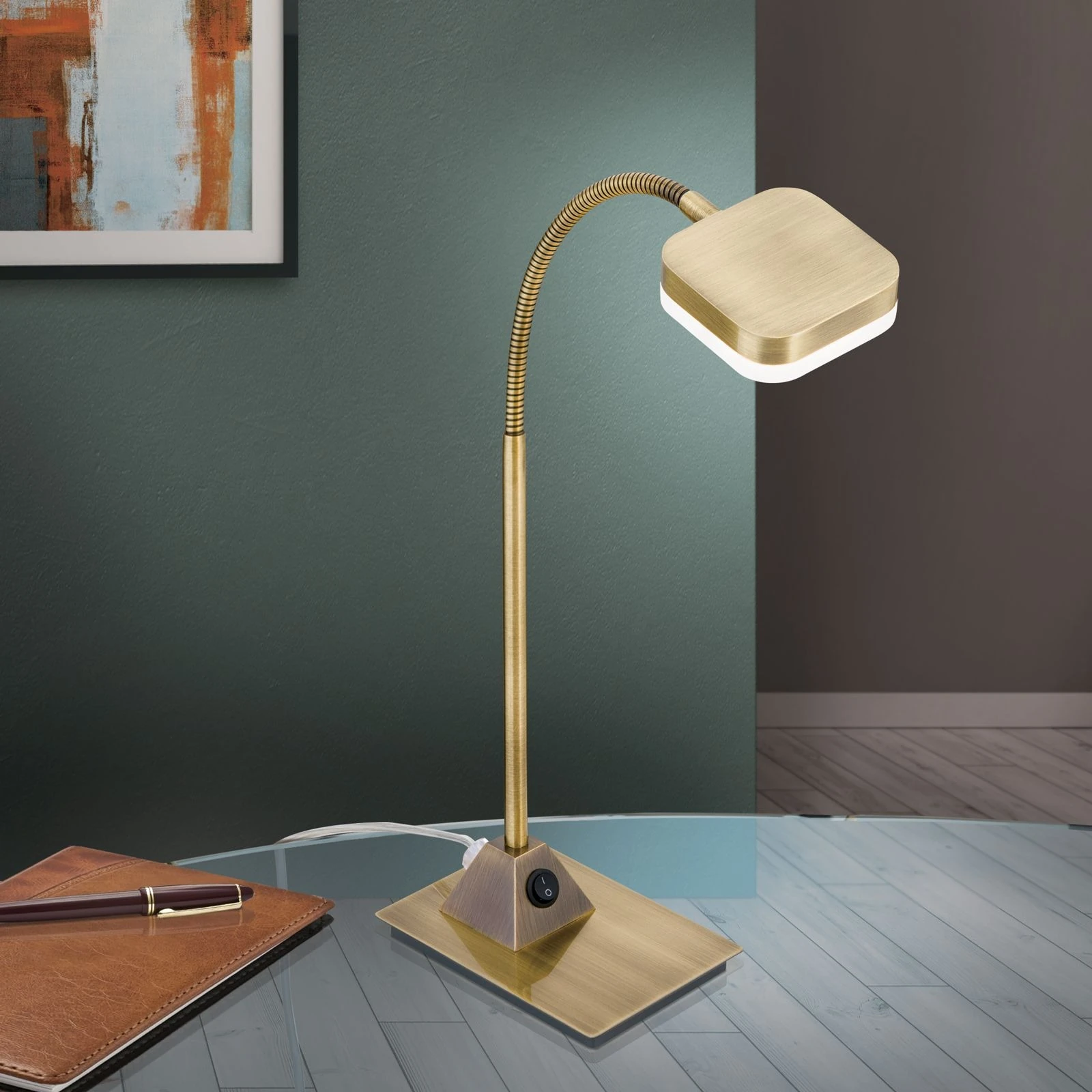 LED stona lampa STENO, antik mesing - 2