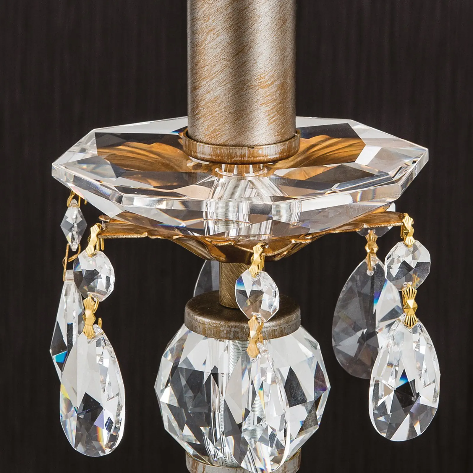 Stona lampa MIRAMARE, srebrno-zlatna, 1 izvor svetla, sa belim organzama abažurom - 3