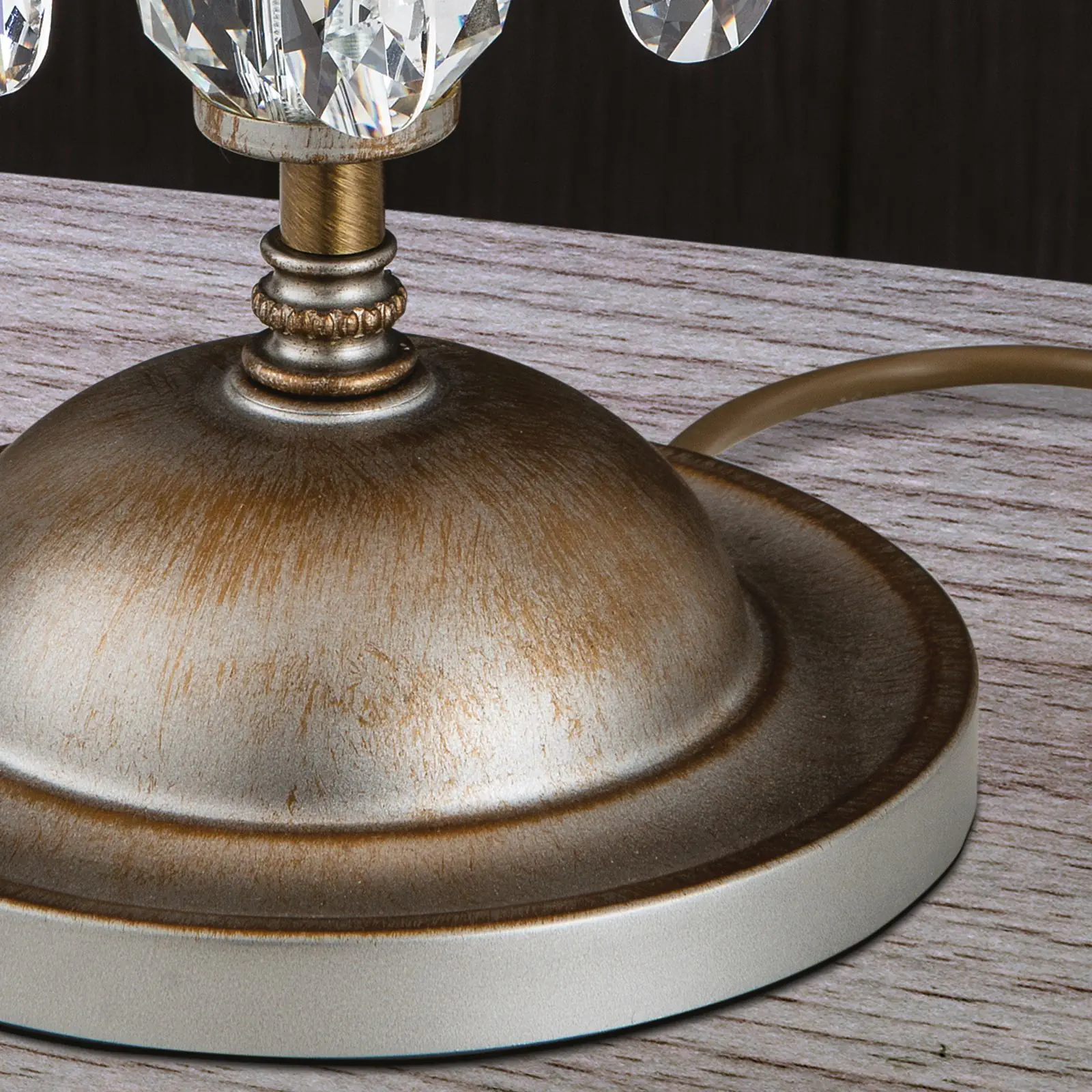 Stona lampa MIRAMARE, srebrno-zlatna, 1 izvor svetla, sa belim organzama abažurom - 4