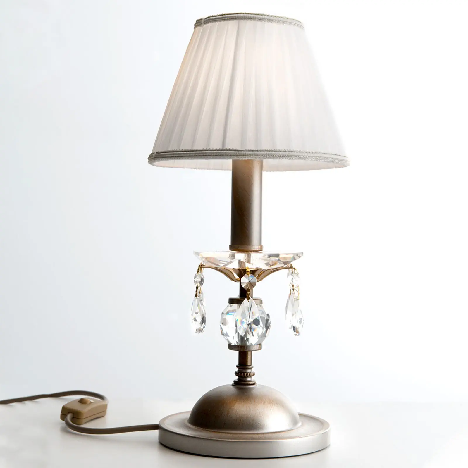 Stona lampa MIRAMARE, srebrno-zlatna, 1 izvor svetla, sa belim organzama abažurom - 5