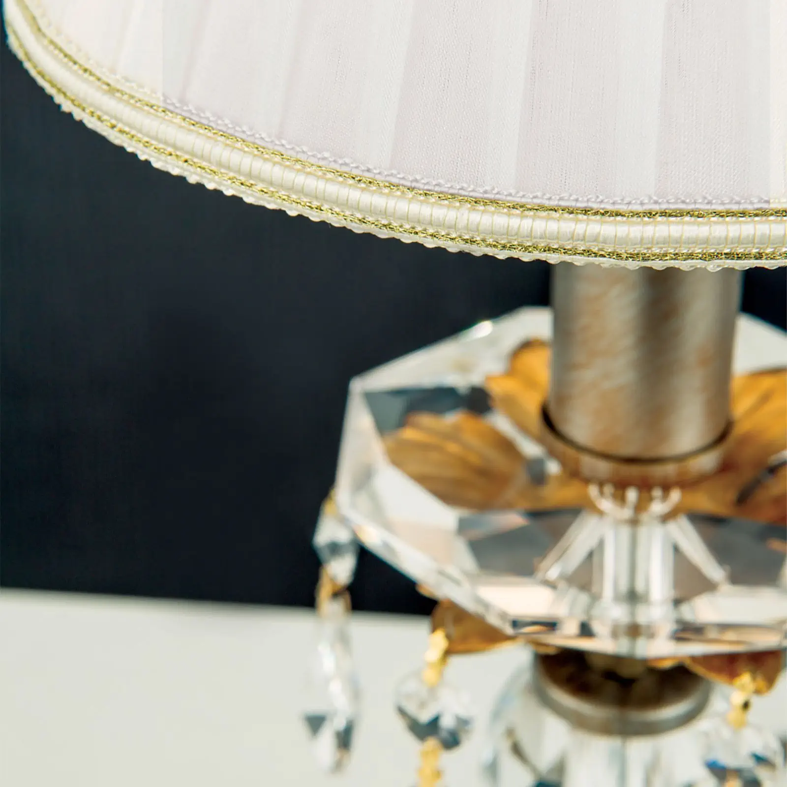 Stona lampa MIRAMARE, srebrno-zlatna, 1 izvor svetla, sa belim organzama abažurom - 6