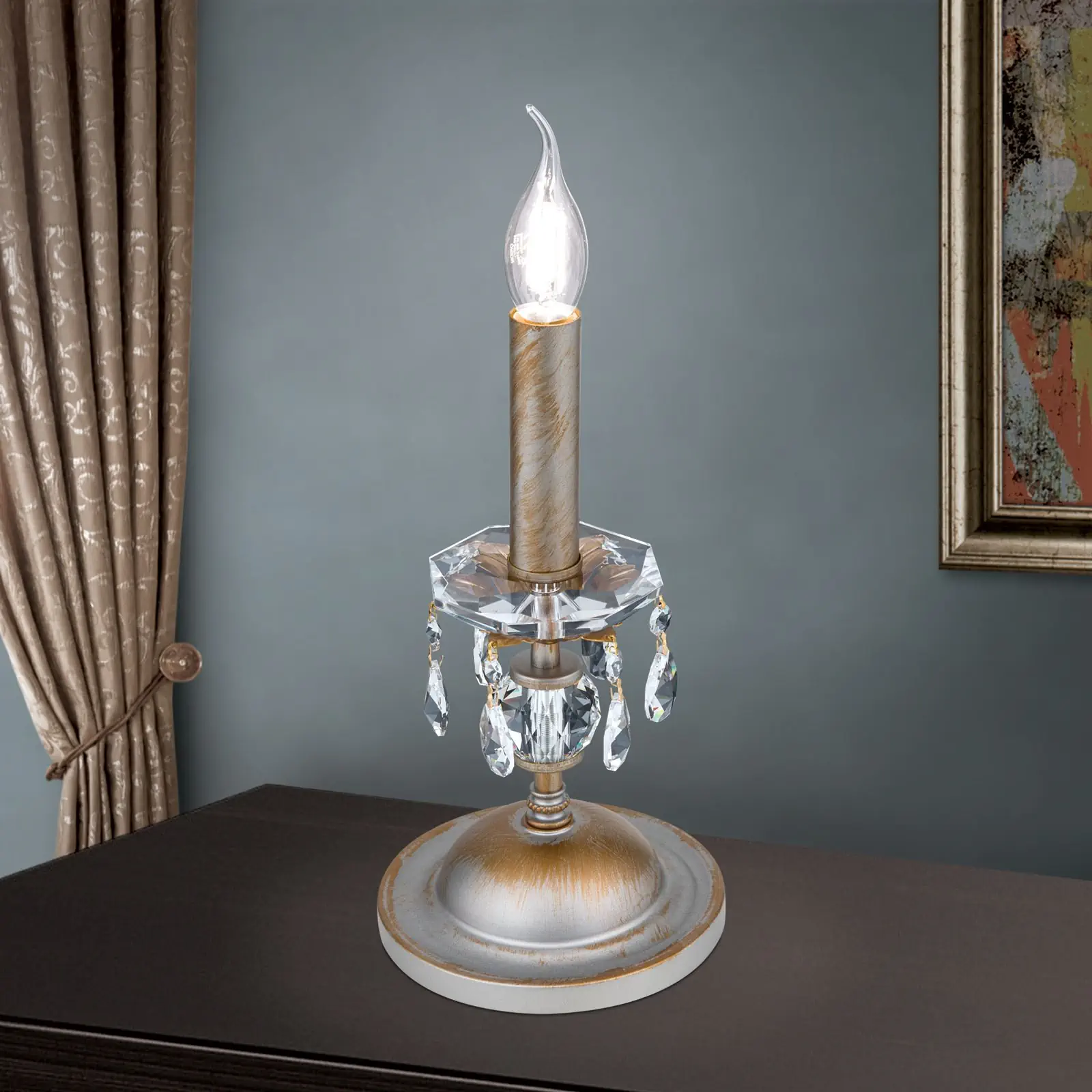 Stona lampa MIRAMARE, srebrno-zlatna, 1 izvor svetla - 1