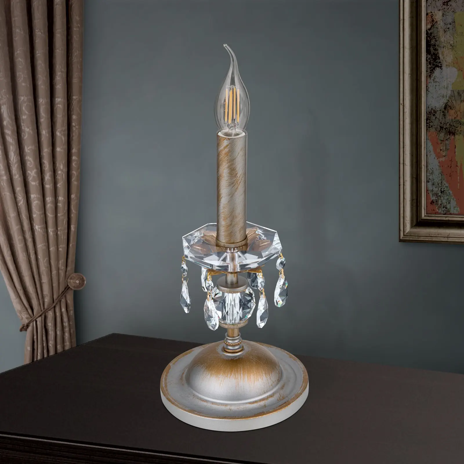 Stona lampa MIRAMARE, srebrno-zlatna, 1 izvor svetla - 3