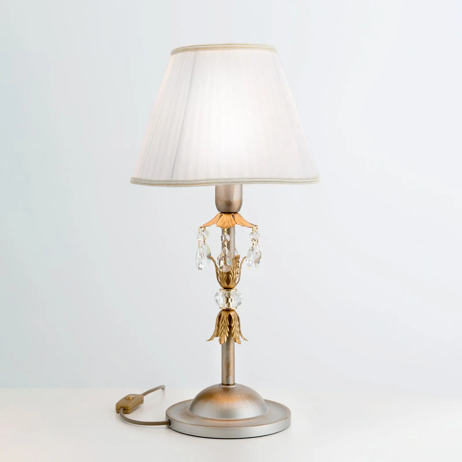 Stona lampa MIRAMARE, srebrno-zlatna, 1 izvor svetla, sa belim abažurom - 4