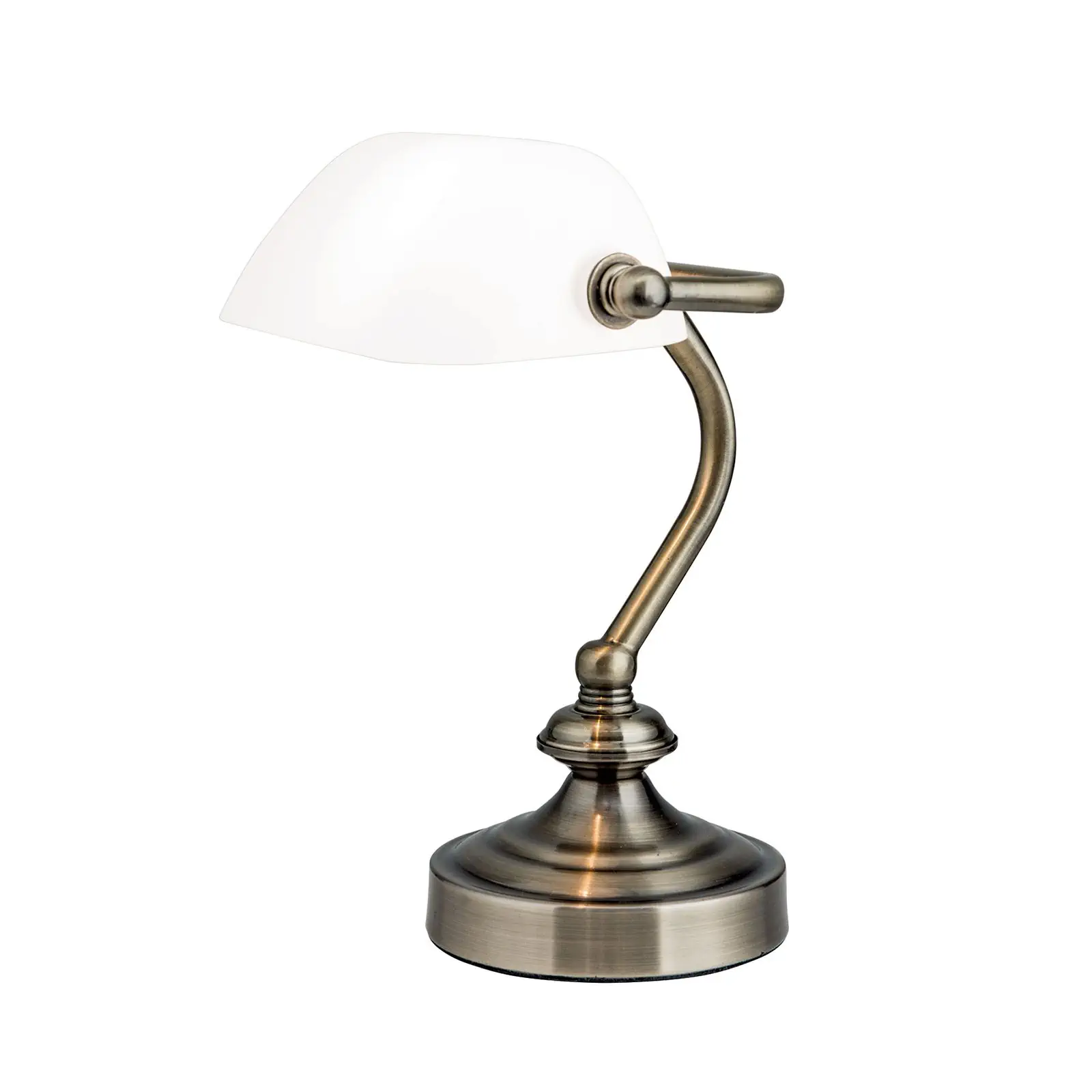 Mala bankarska lampa, patina, sa opalnim staklom - 5