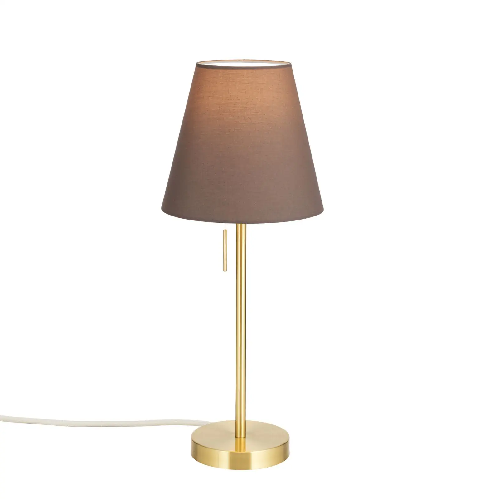 Stona lampa SHADE, mala, mat mesing, sa koničnim, braon abažurom - 4