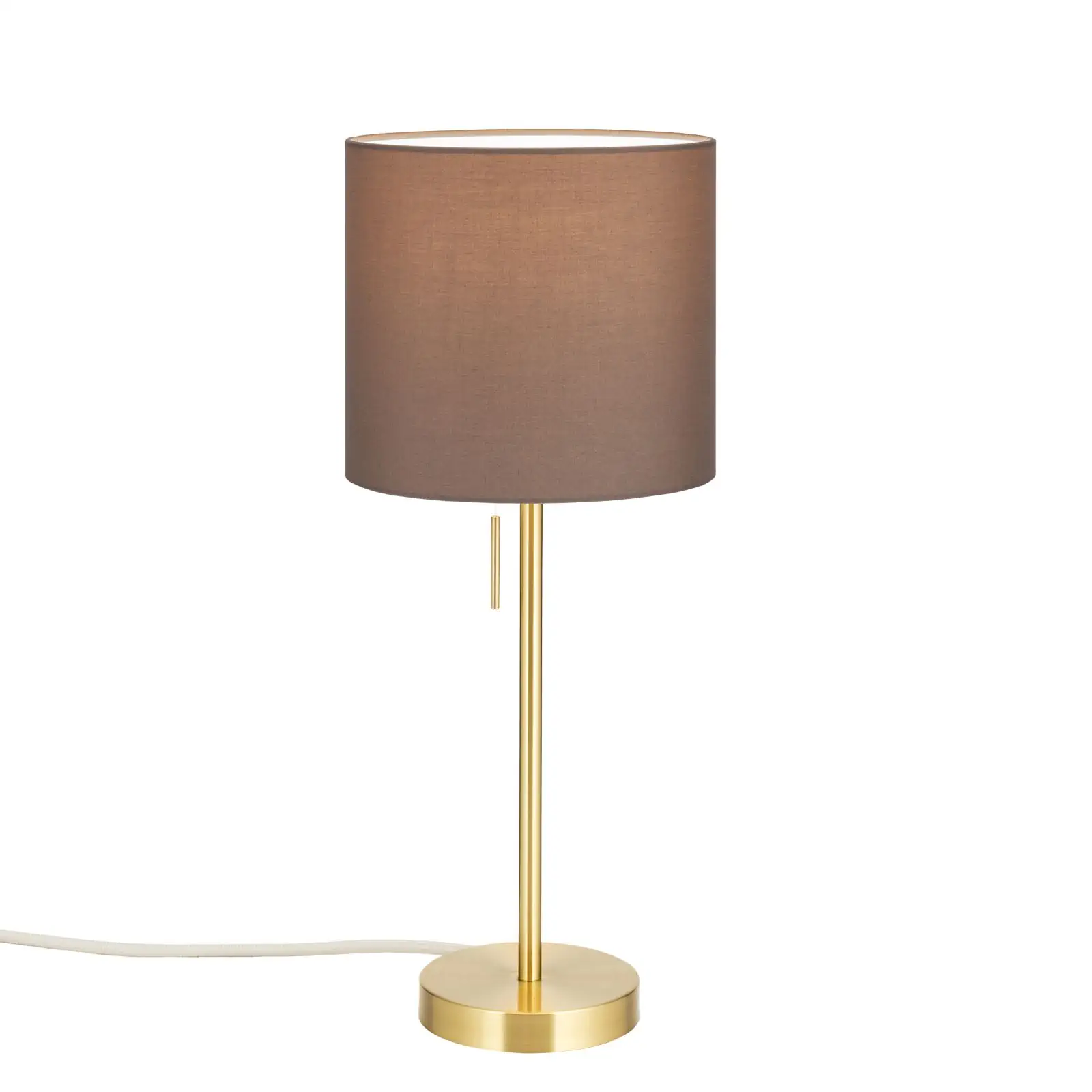 Stona lampa SHADE, mala, mat mesing, sa cilindričnim, braon abažurom - 4