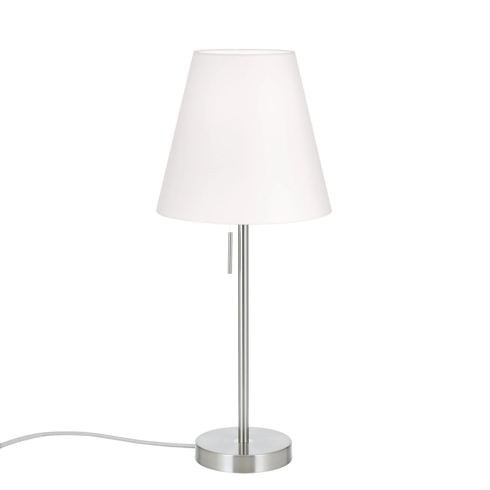 Stona lampa SHADE, mala, saten hrom, konusni beli abažur - 4