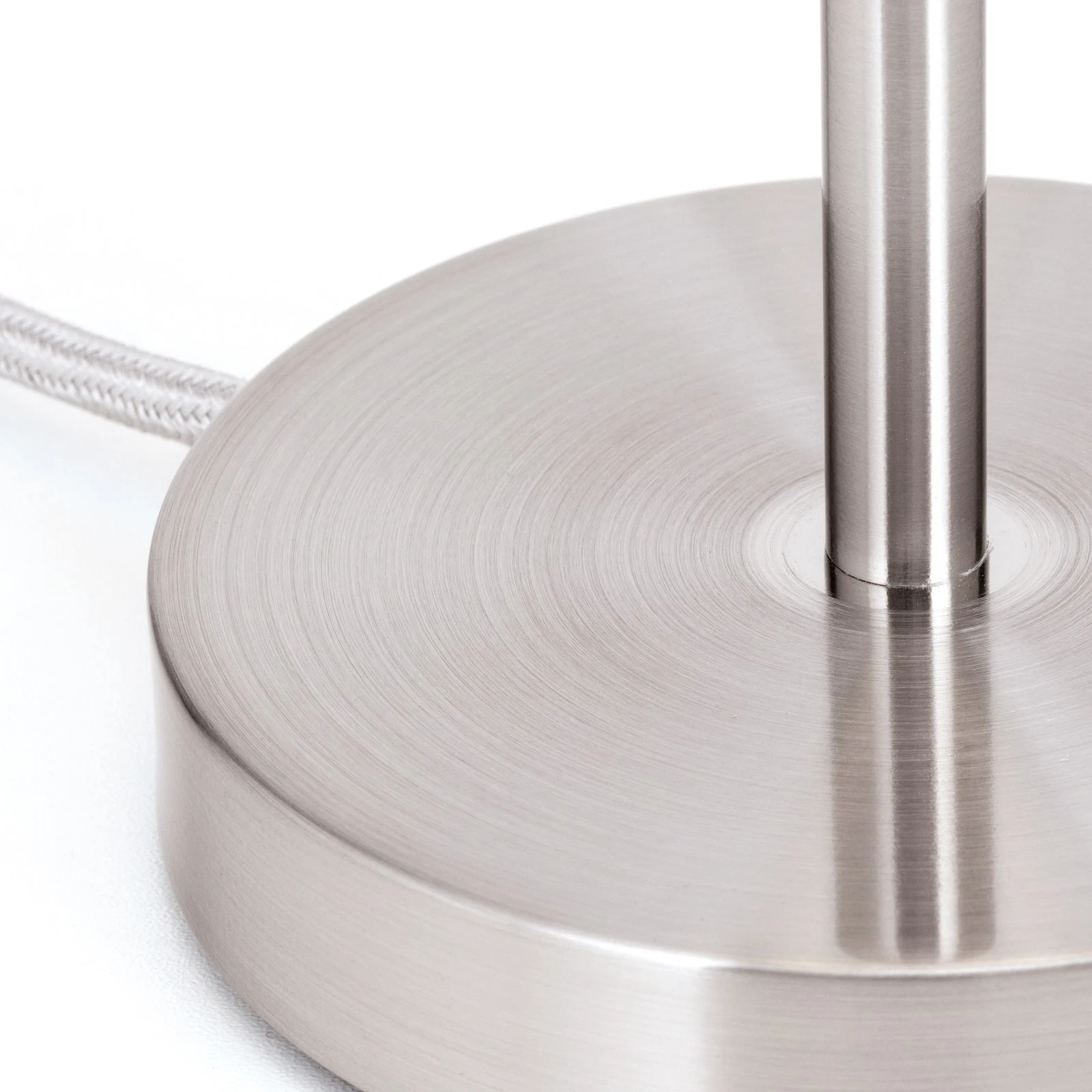 Stona lampa SHADE, mala, saten hrom, cilindrični beli abažur - 3