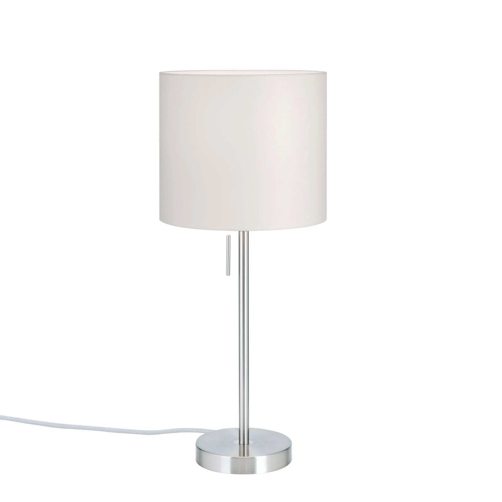 Stona lampa SHADE, mala, saten hrom, cilindrični beli abažur - 4