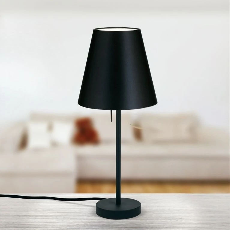 Stona lampa SHADE, mala, belo-crna, konusni crni abažur - 1