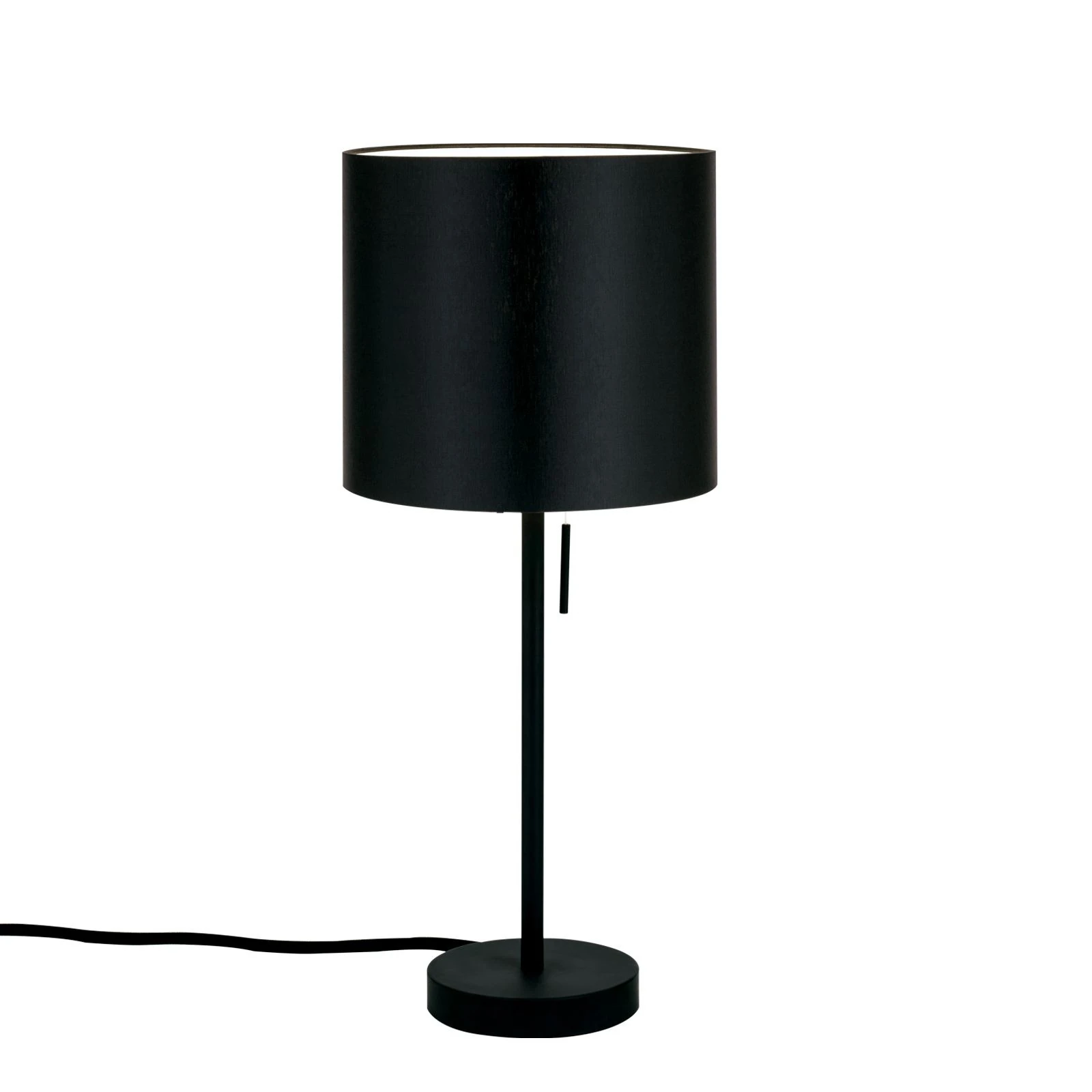 Stona lampa SHADE, mala, belo-crna, cilindrični crni abažur - 4