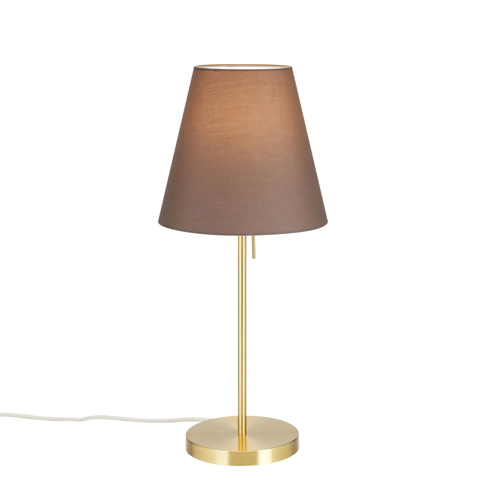 Stona lampa SHADE, srednja, mat mesing, sa koničnim, braon abažurom - 4