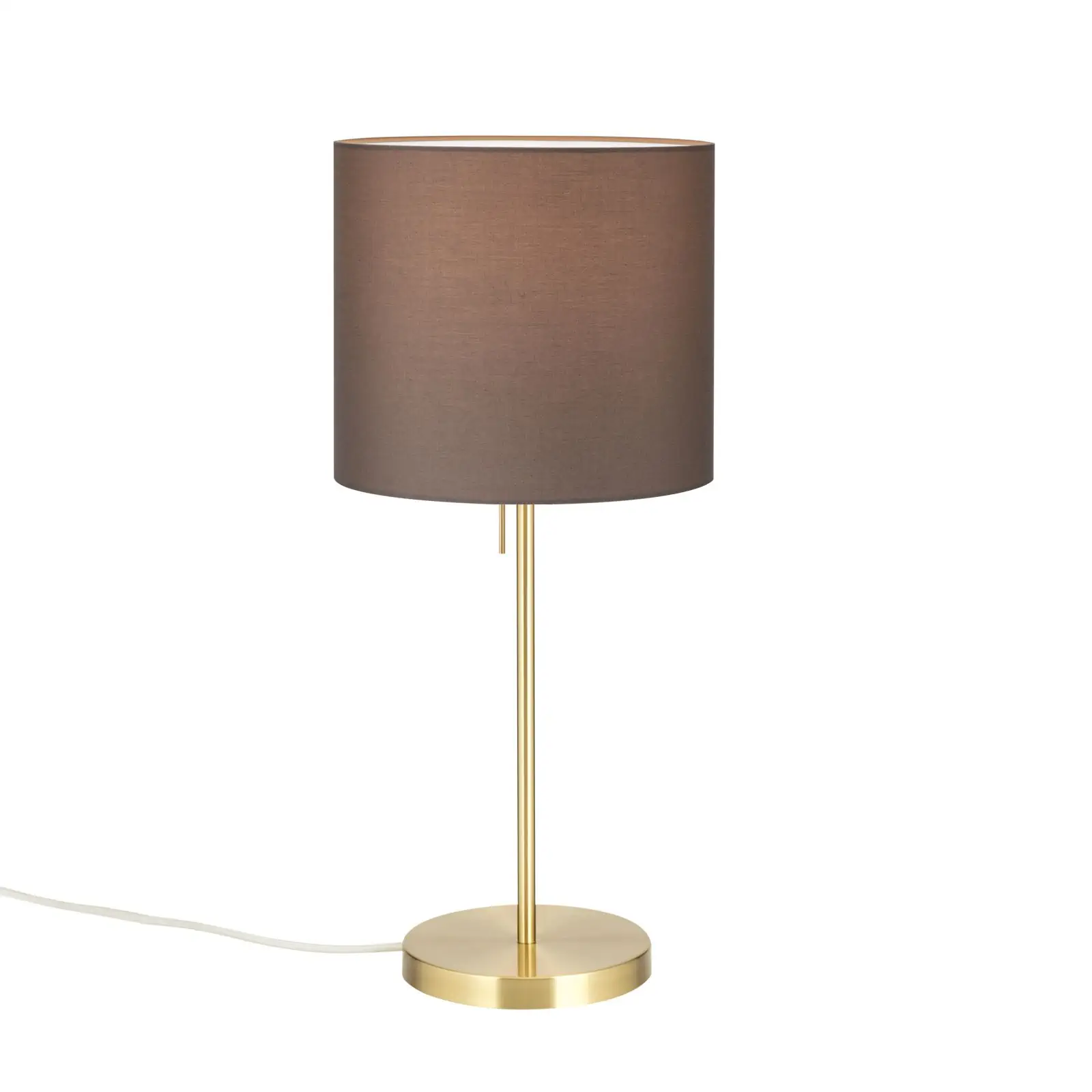 Stona lampa SHADE, srednja, mat mesing, sa cilindričnim, braon abažurom - 4