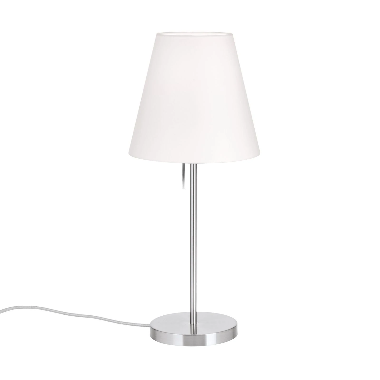 Stona lampa SHADE, srednja, saten hrom, konusni beli abažur - 4