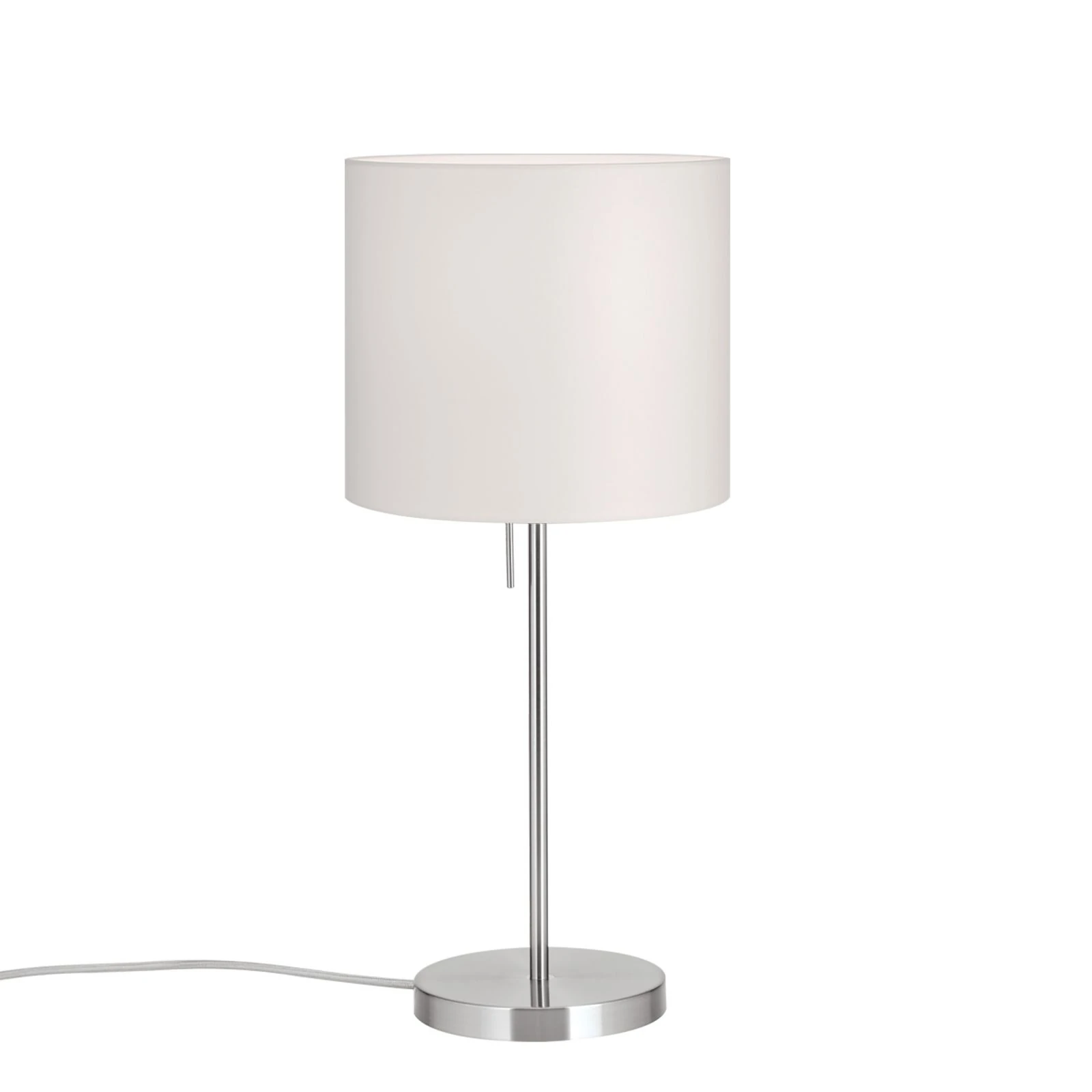 Stona lampa SHADE, srednja, saten hrom, cilindrični beli abažur - 4