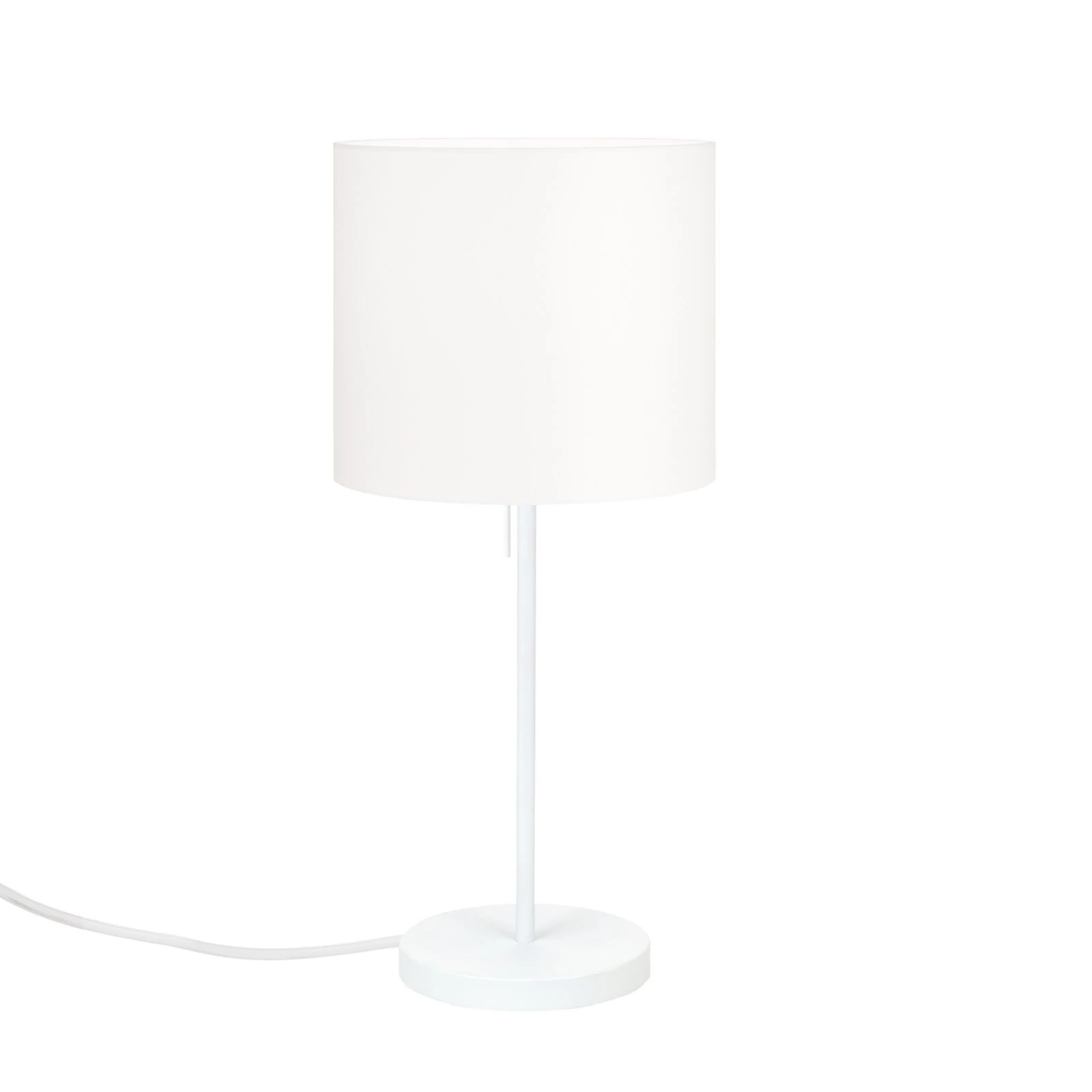 Stona lampa SHADE, srednja, bela, cilindrični beli abažur - 4