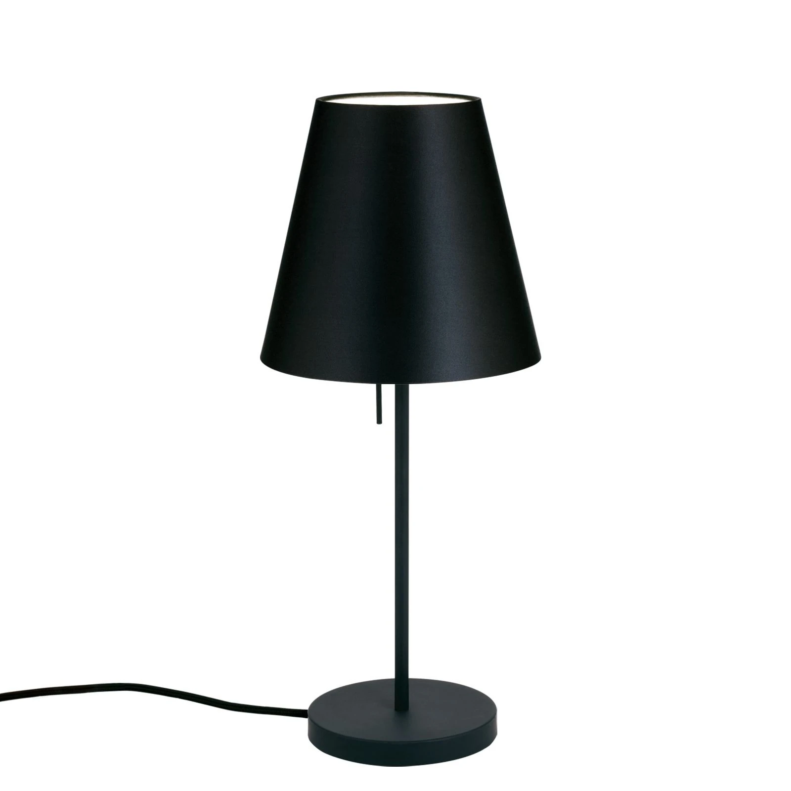 Stona lampa SHADE, srednja, belo-crna, konusni crni abažur - 4