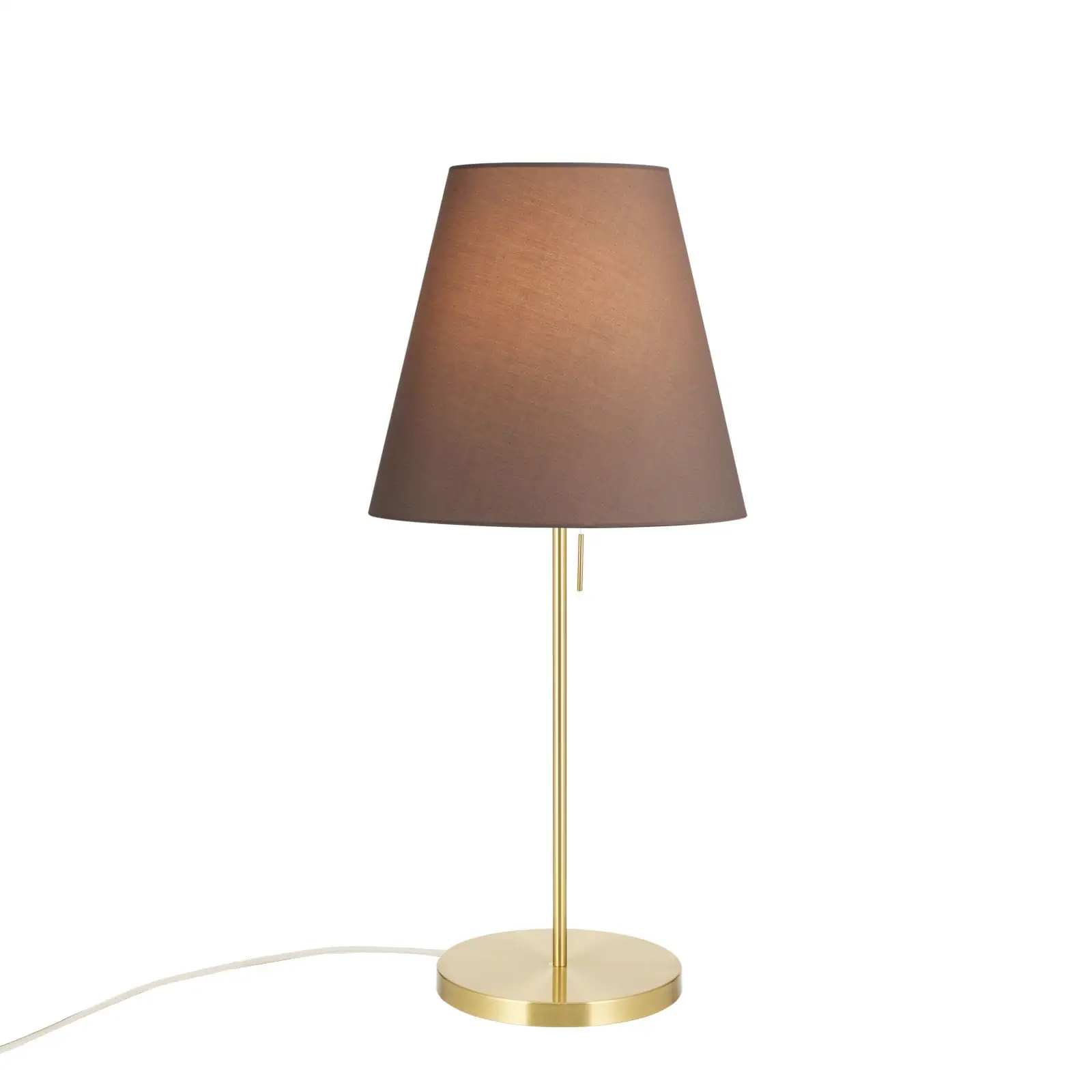 Stona lampa SHADE, velika, mat mesing, sa koničnim, braon abažurom - 4