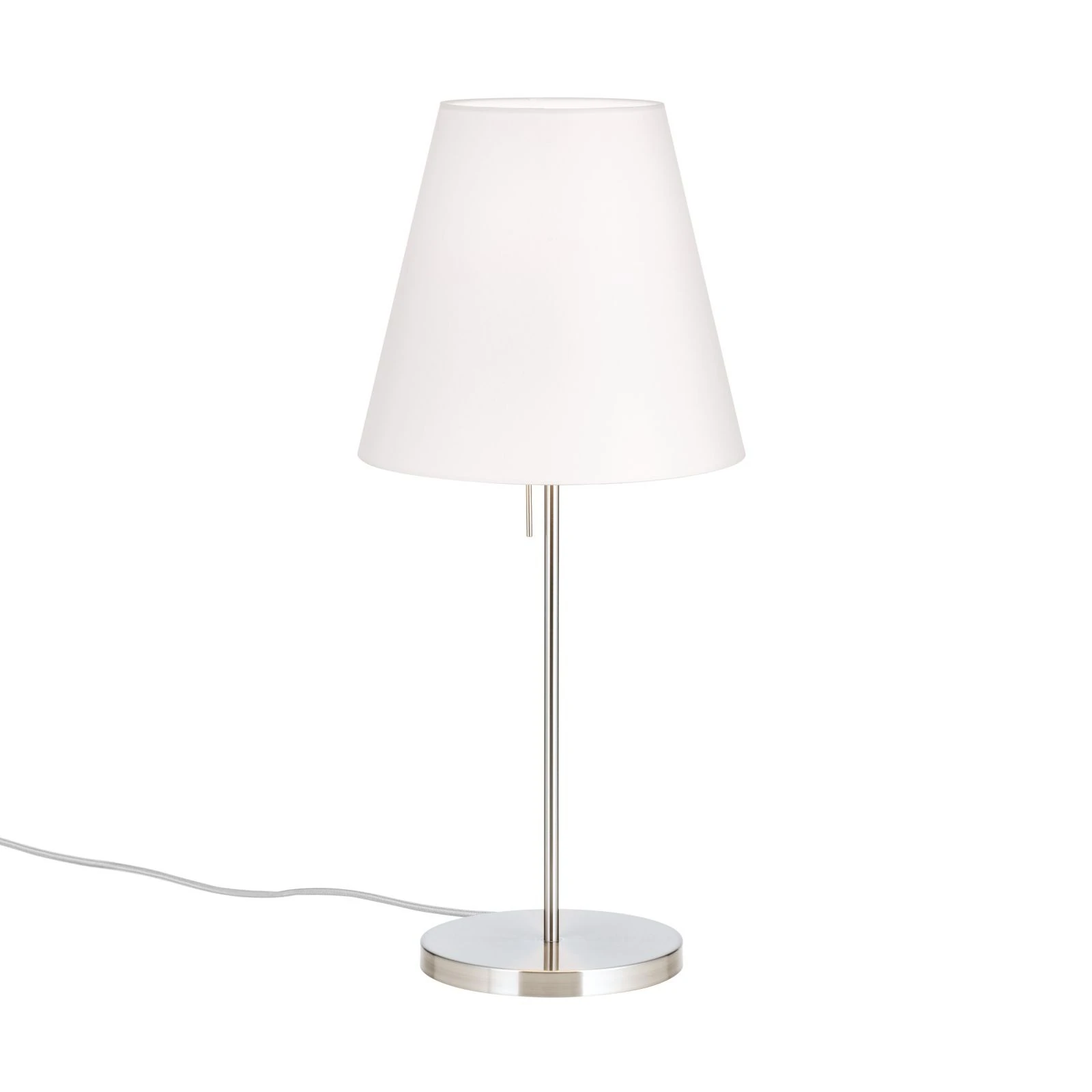 Stona lampa SHADE, velika, saten hrom, konusni beli abažur - 4