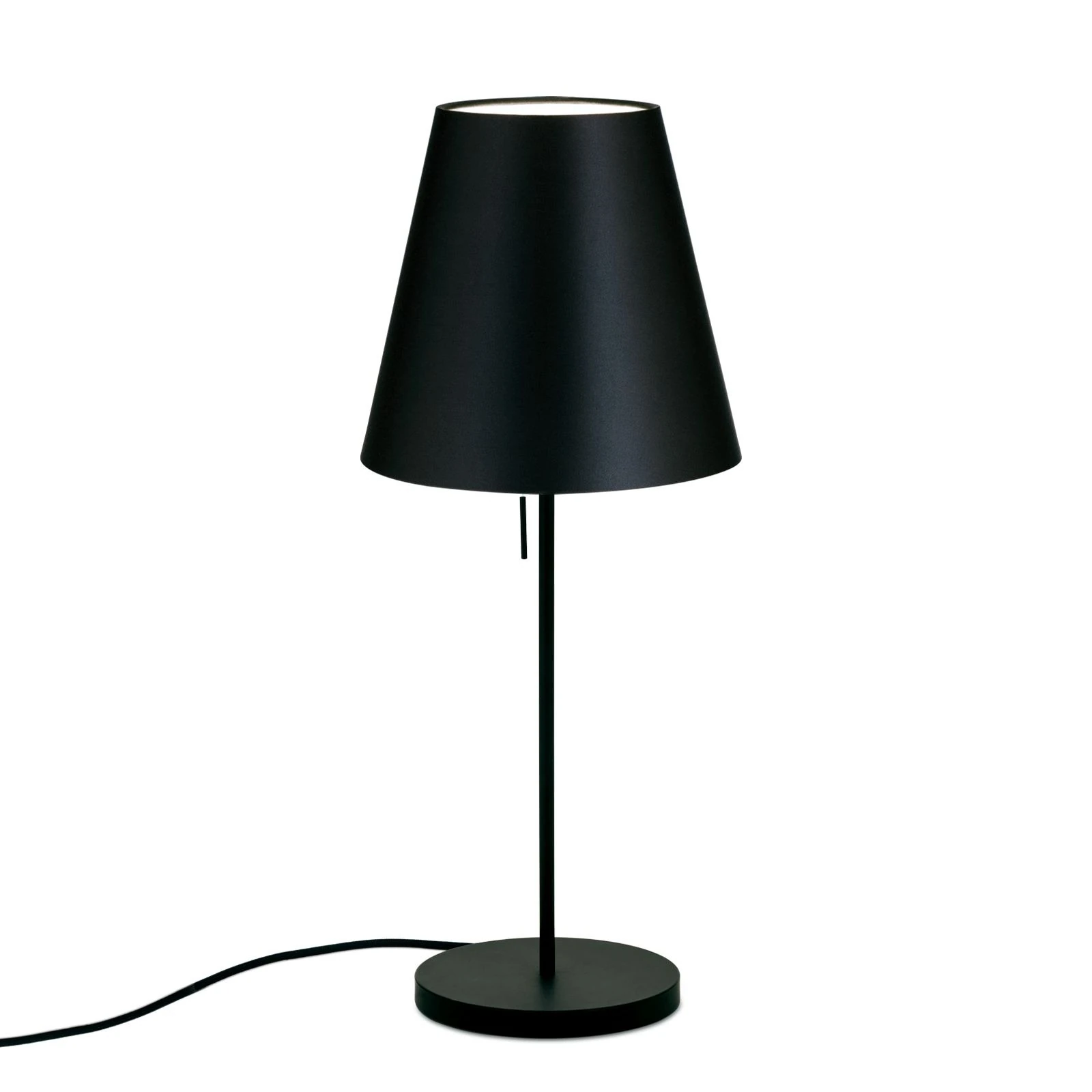 Stona lampa SHADE, velika, belo-crna, konusni crni abažur - 4