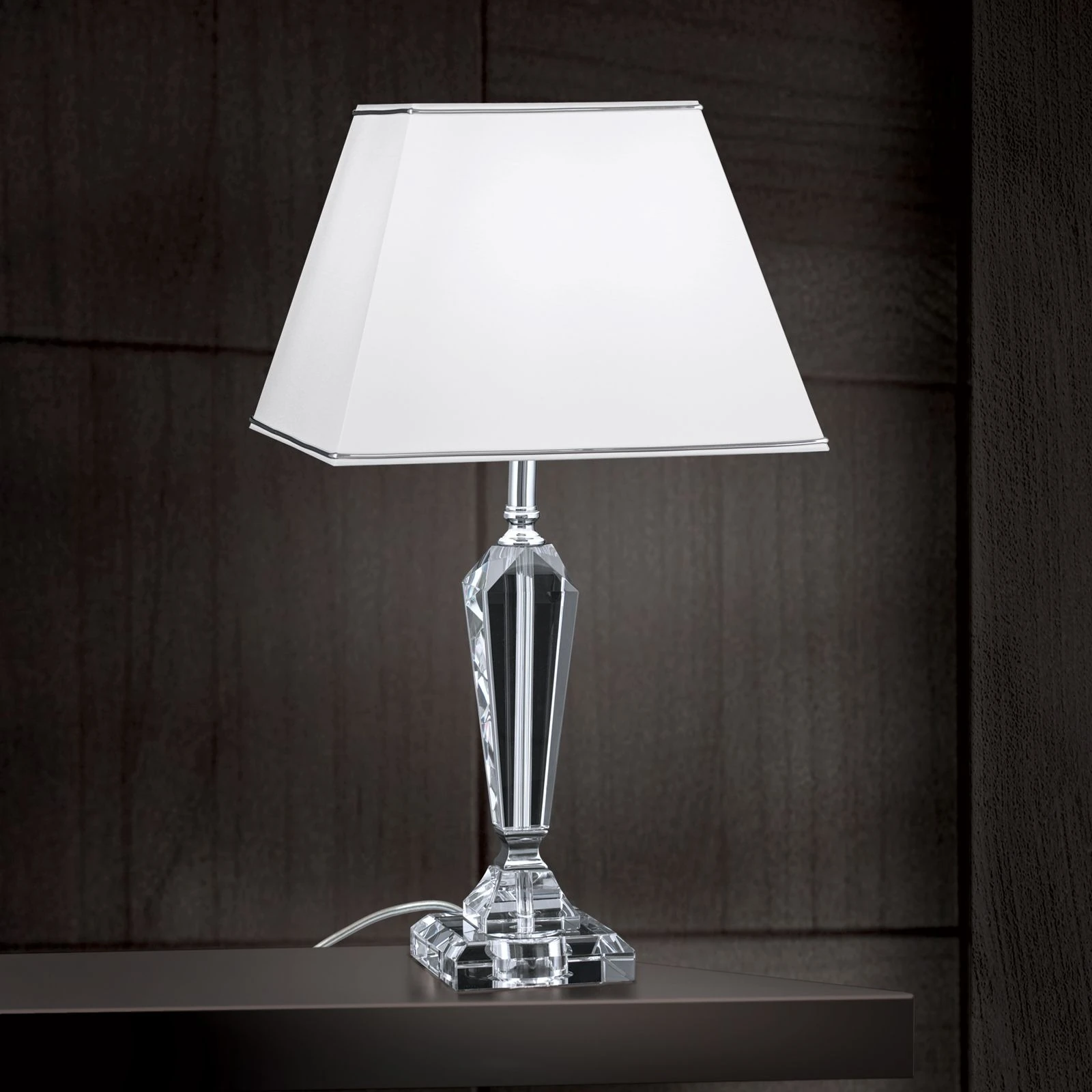 Stona lampa VERONIQUE, kvadratna, hrom, beli abažur - 1