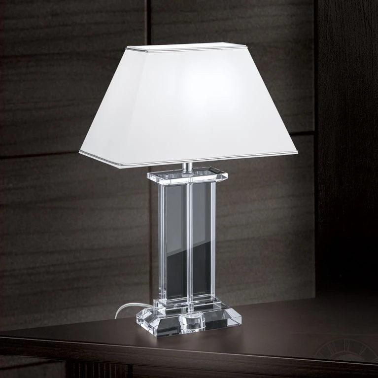 Stona lampa VERONIQUE, pravougaona, hrom, beli abažur - 1