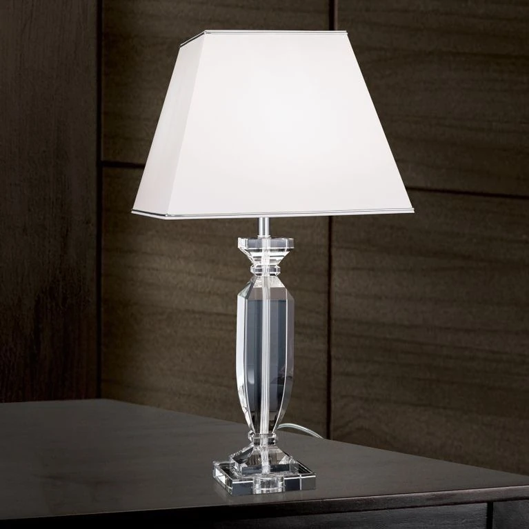 Stona lampa POKAL, sa belim abažurom, hrom - 1