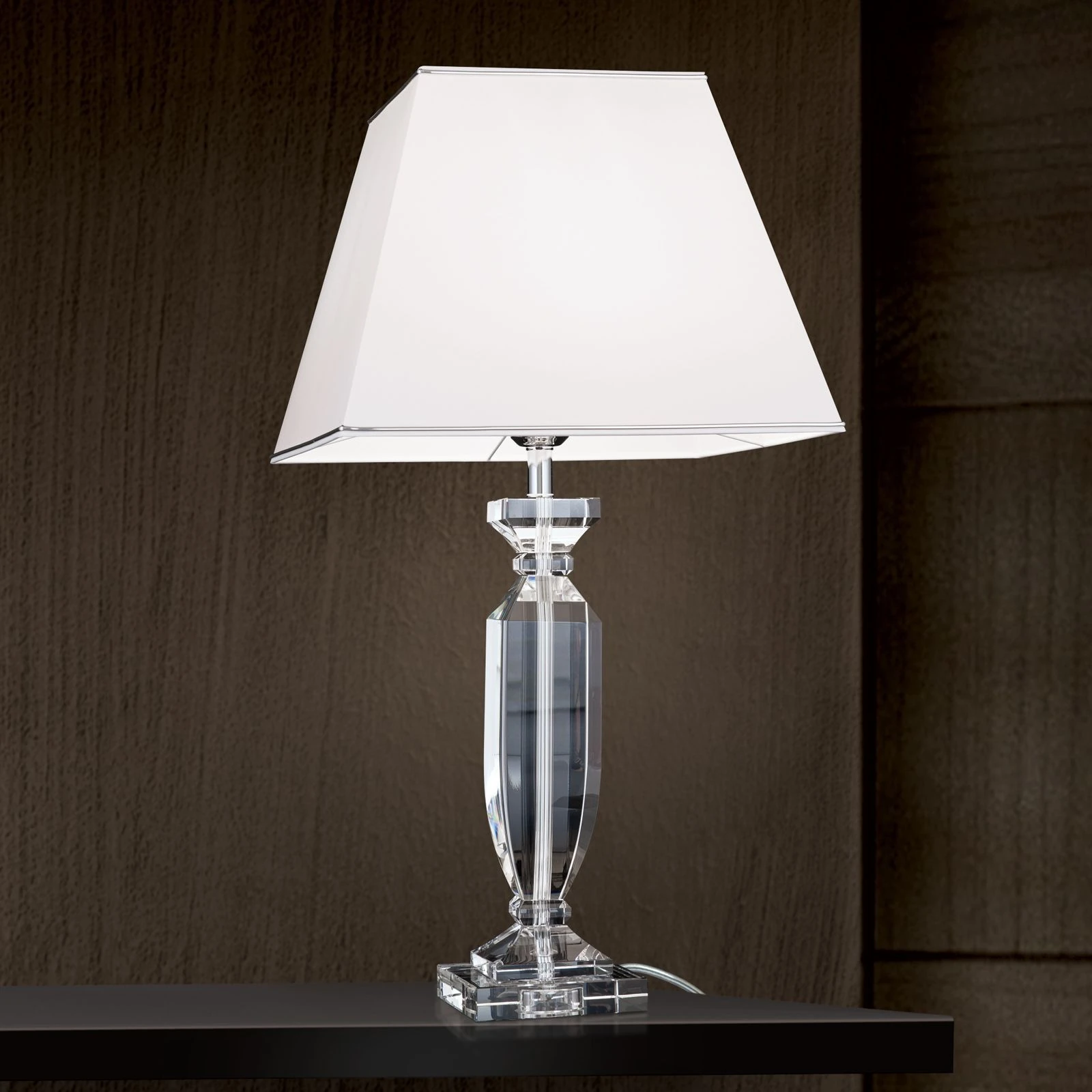 Stona lampa POKAL, sa belim abažurom, hrom - 2