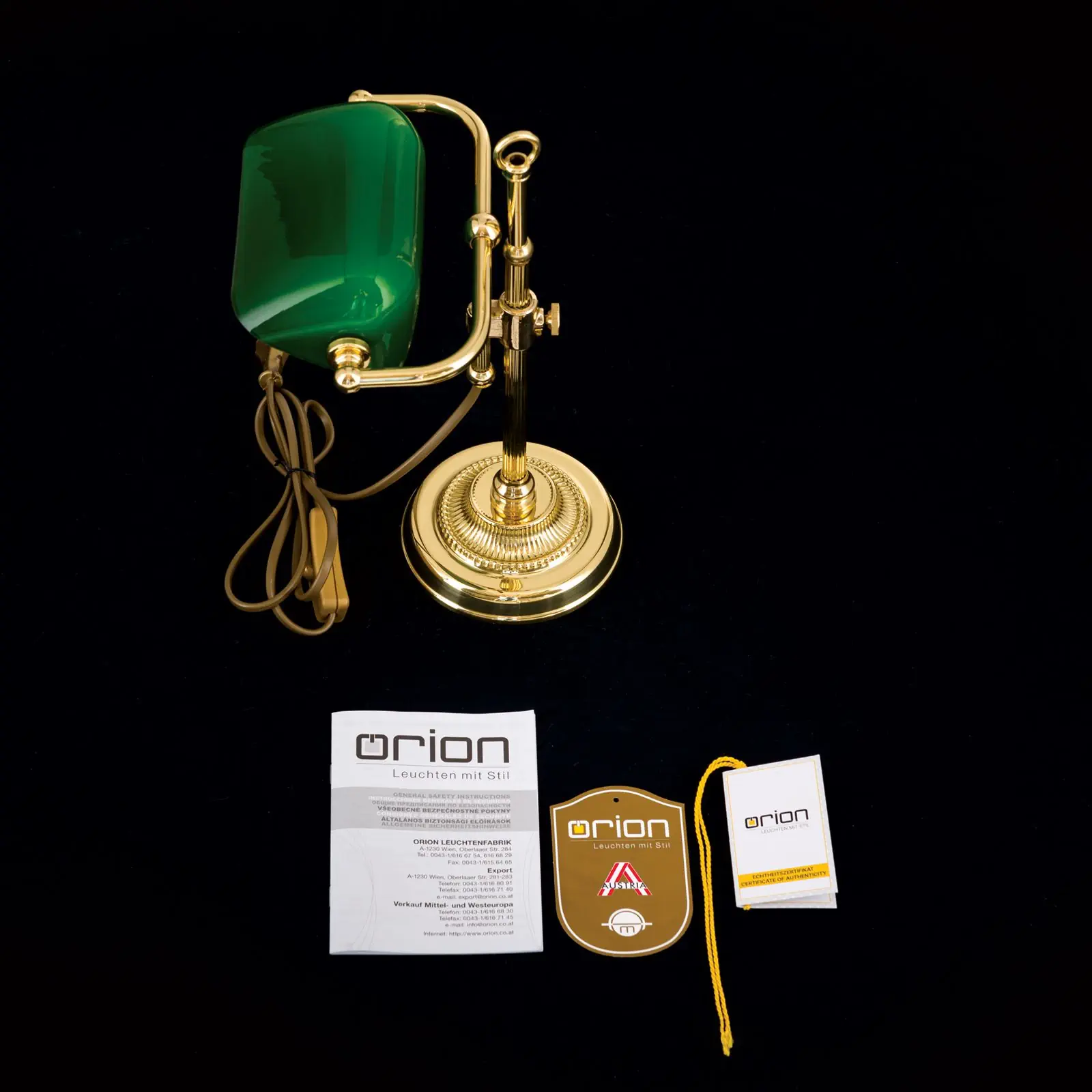 Stona lampa HARVARD, mesing sa zelenim staklenim abažurom, 32 cm - 8