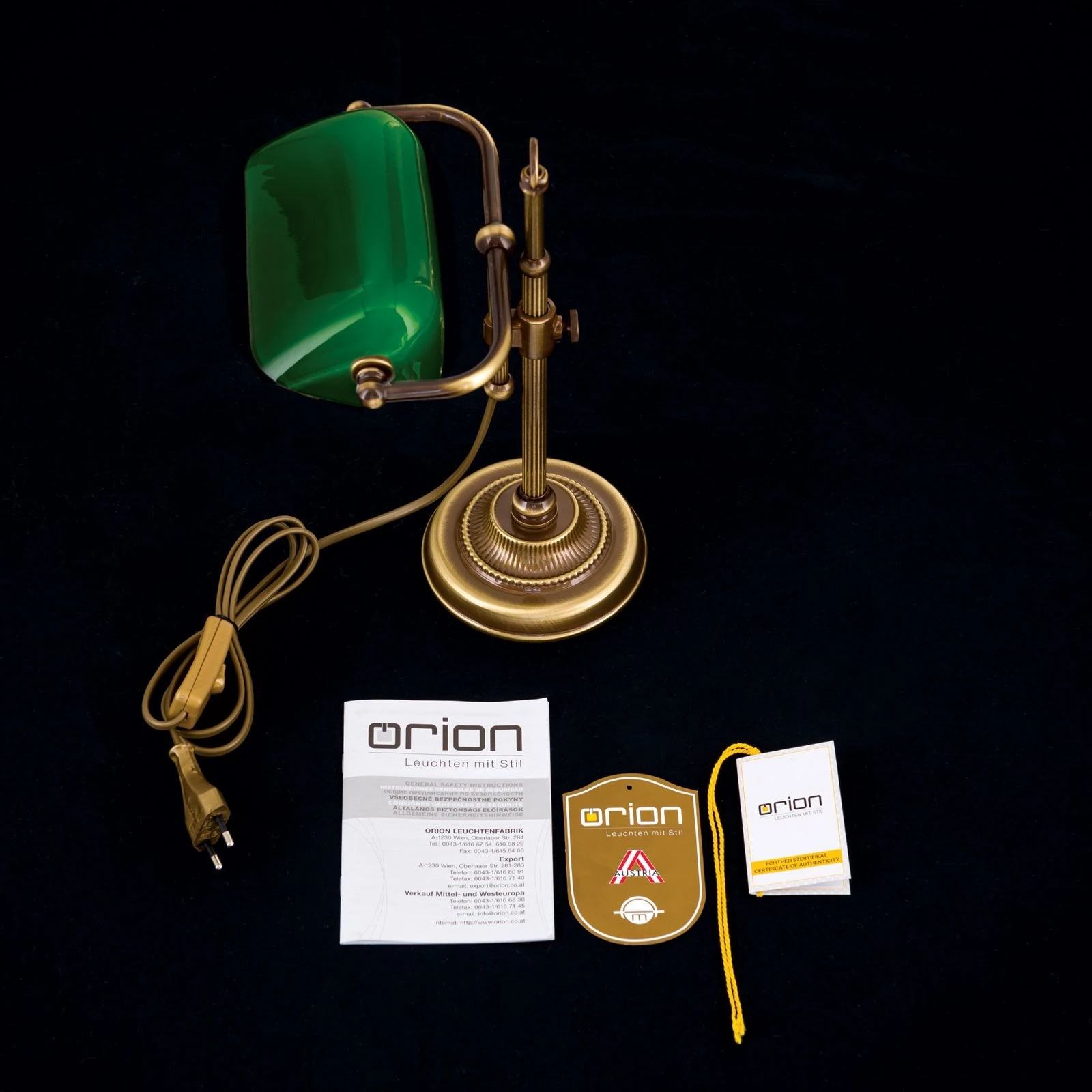 Stona lampa HARVARD, patina, zeleni stakleni abažur, visina 32 cm - 8